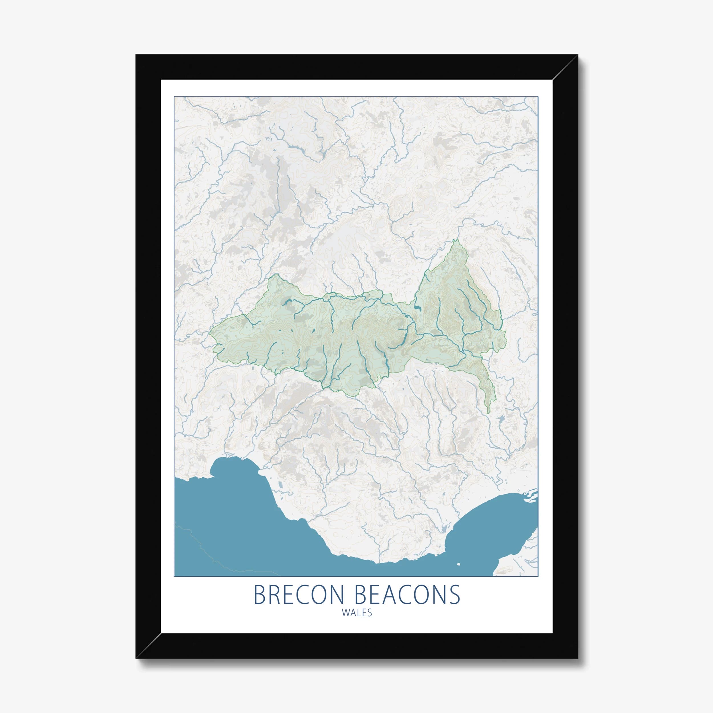 Brecon Beacons National Park, Wales, Colour Contour — Map Art Print