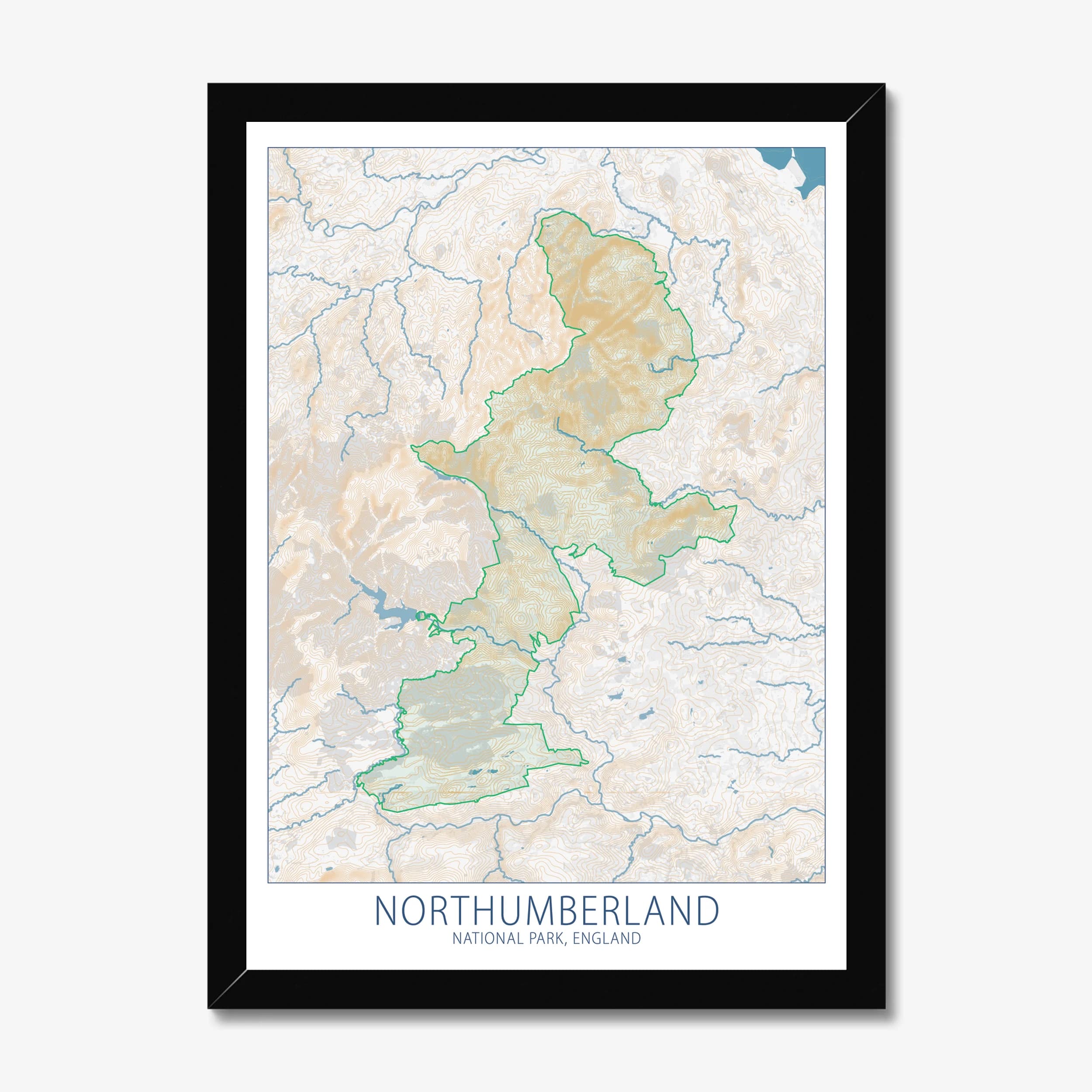 Northumberland National Park, England, Colour Contour — Map Art Print