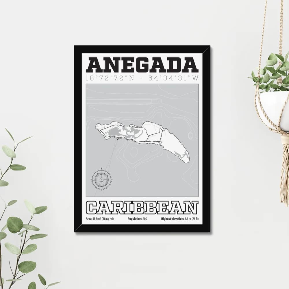 Anegada, Caribbean — Map Art Print