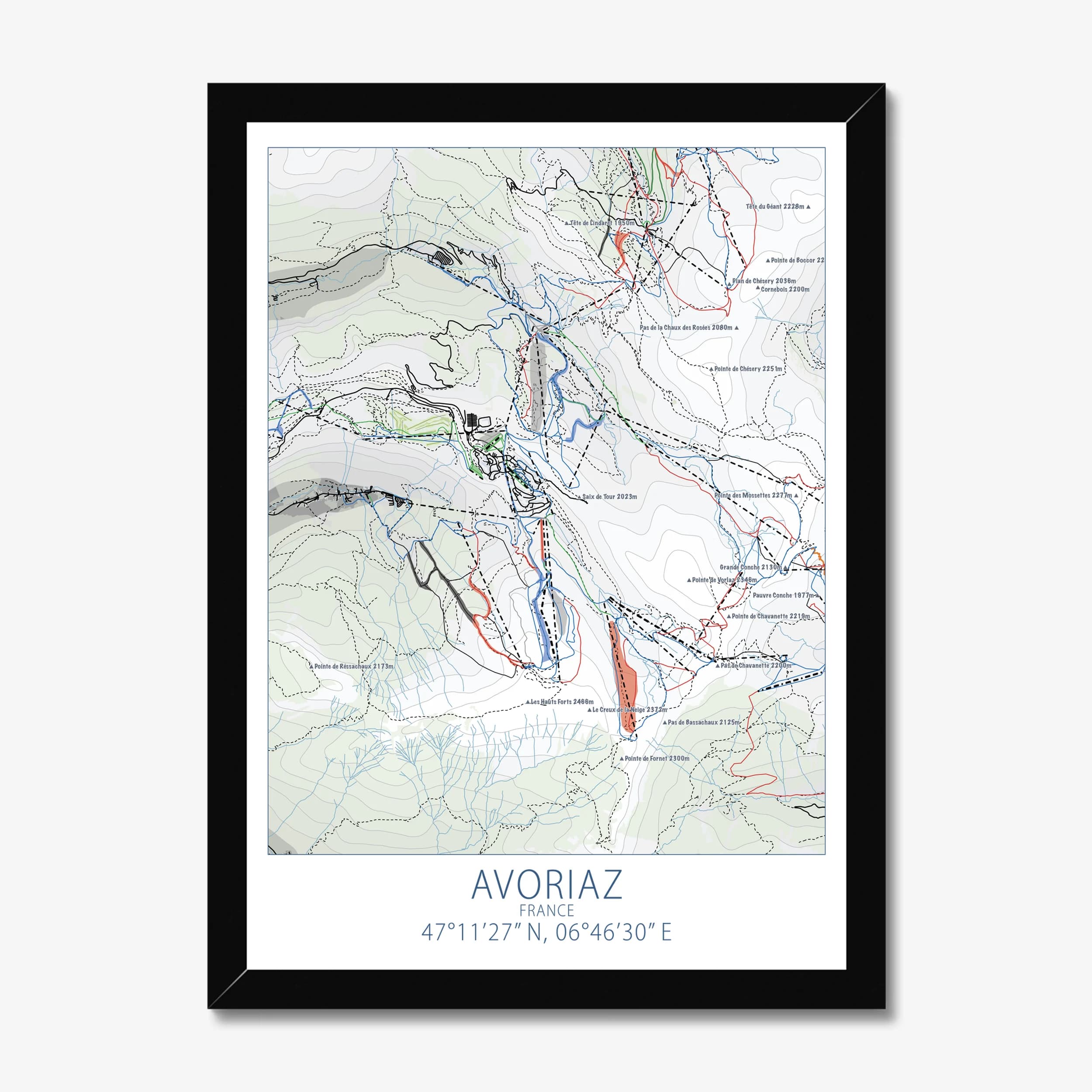 Avoriaz, France — Ski Resort Map Art Print