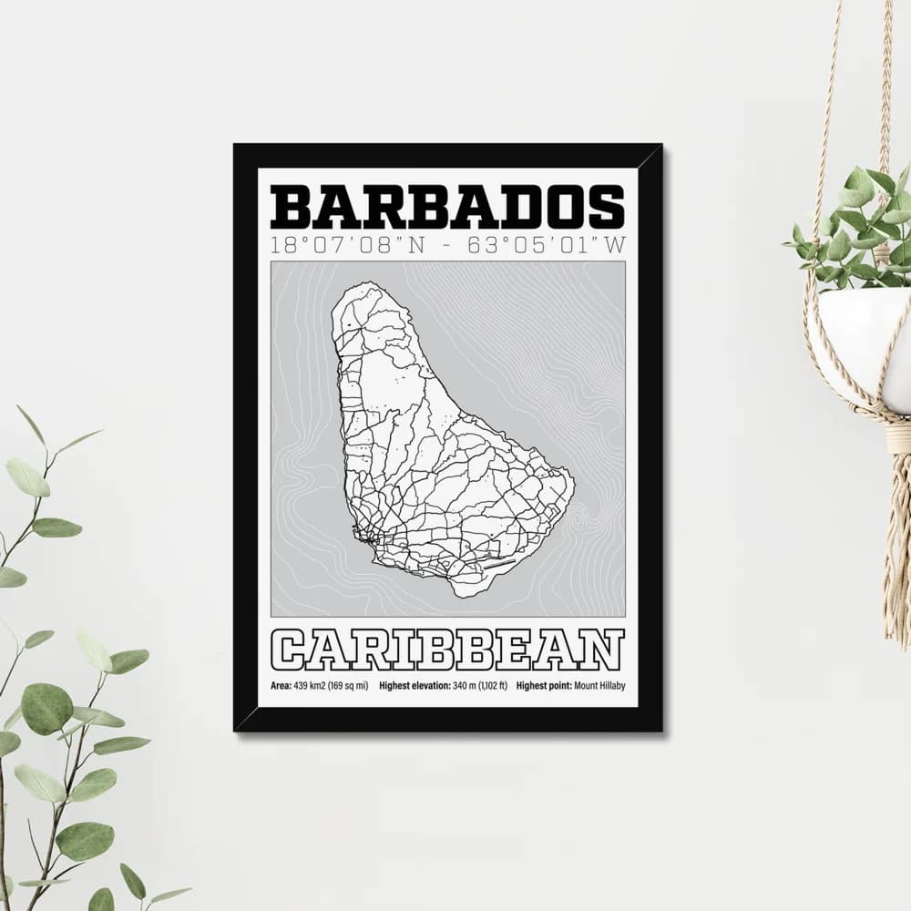 Barbados, Caribbean — Map Art Print
