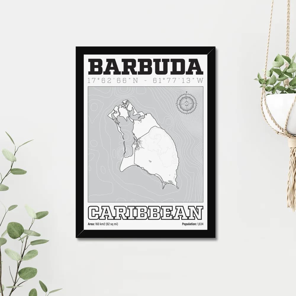 Barbuda, Caribbean — Map Art Print