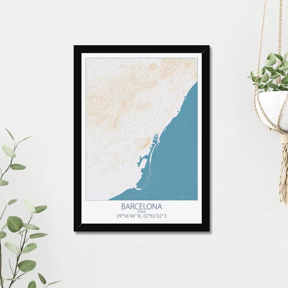 Barcelona, Spain, Colour Contour — Map Art Print