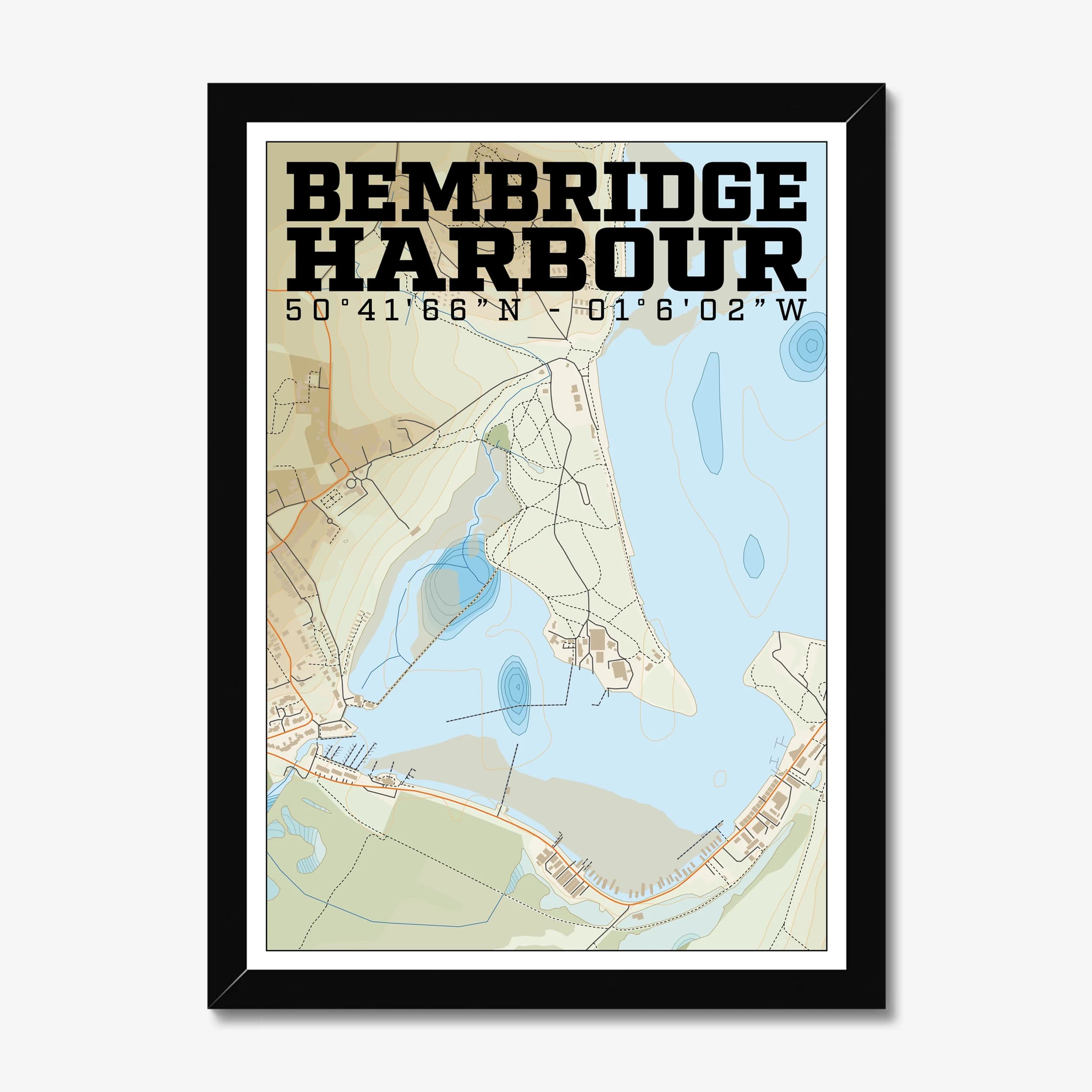Bembridge Harbour — Marina Map Art Print