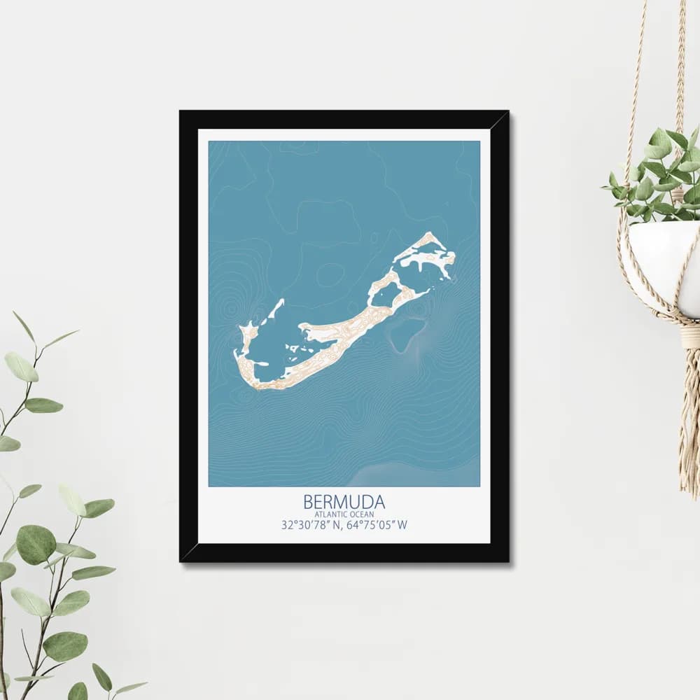 Bermuda, Atlantic Ocean, Colour Contour — Map Art Print