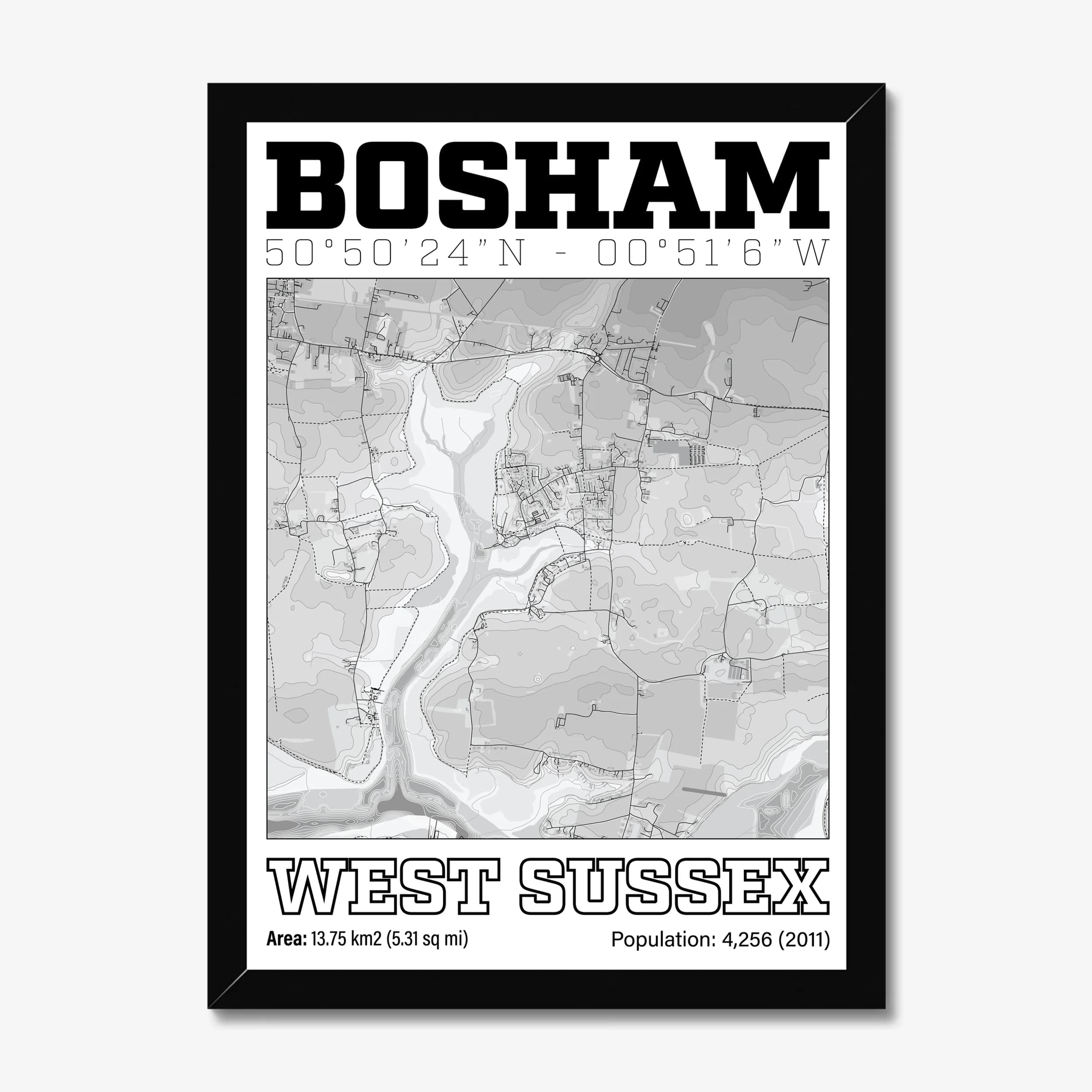 Bosham, West Sussex — Map Art Print