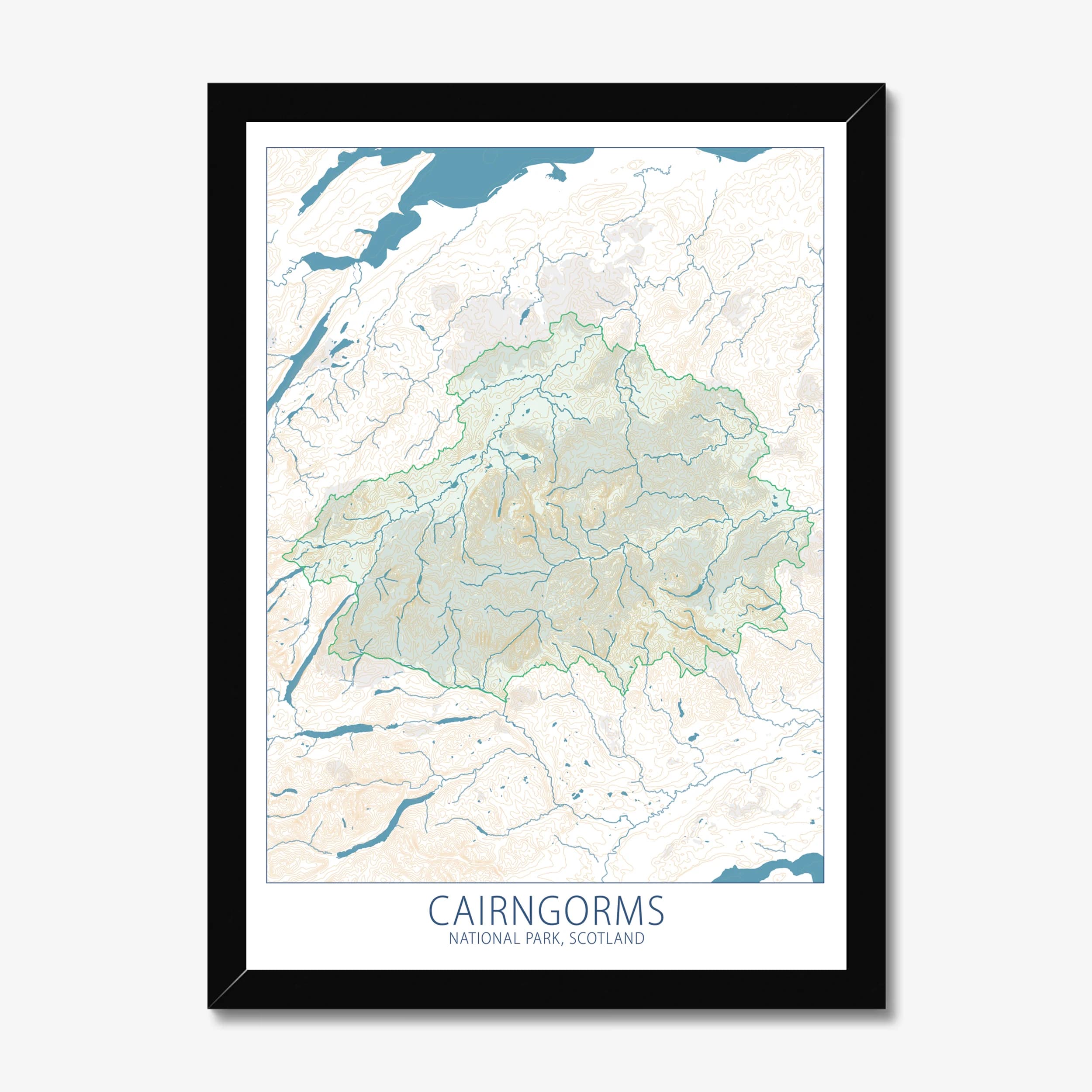 Cairngorms National Park, Scotland, Colour Contour — Map Art Print