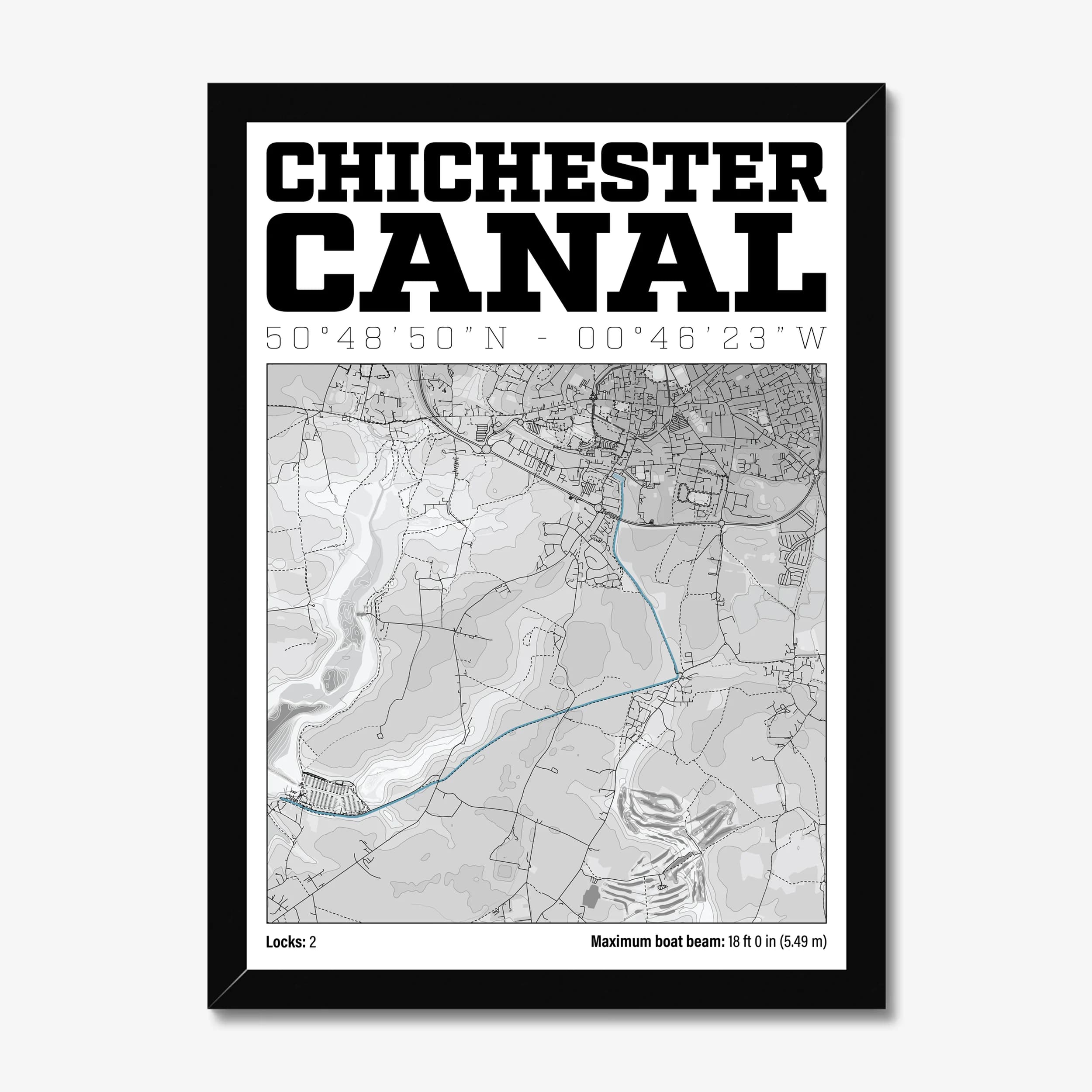Chichester Canal, West Sussex — Map Art Print