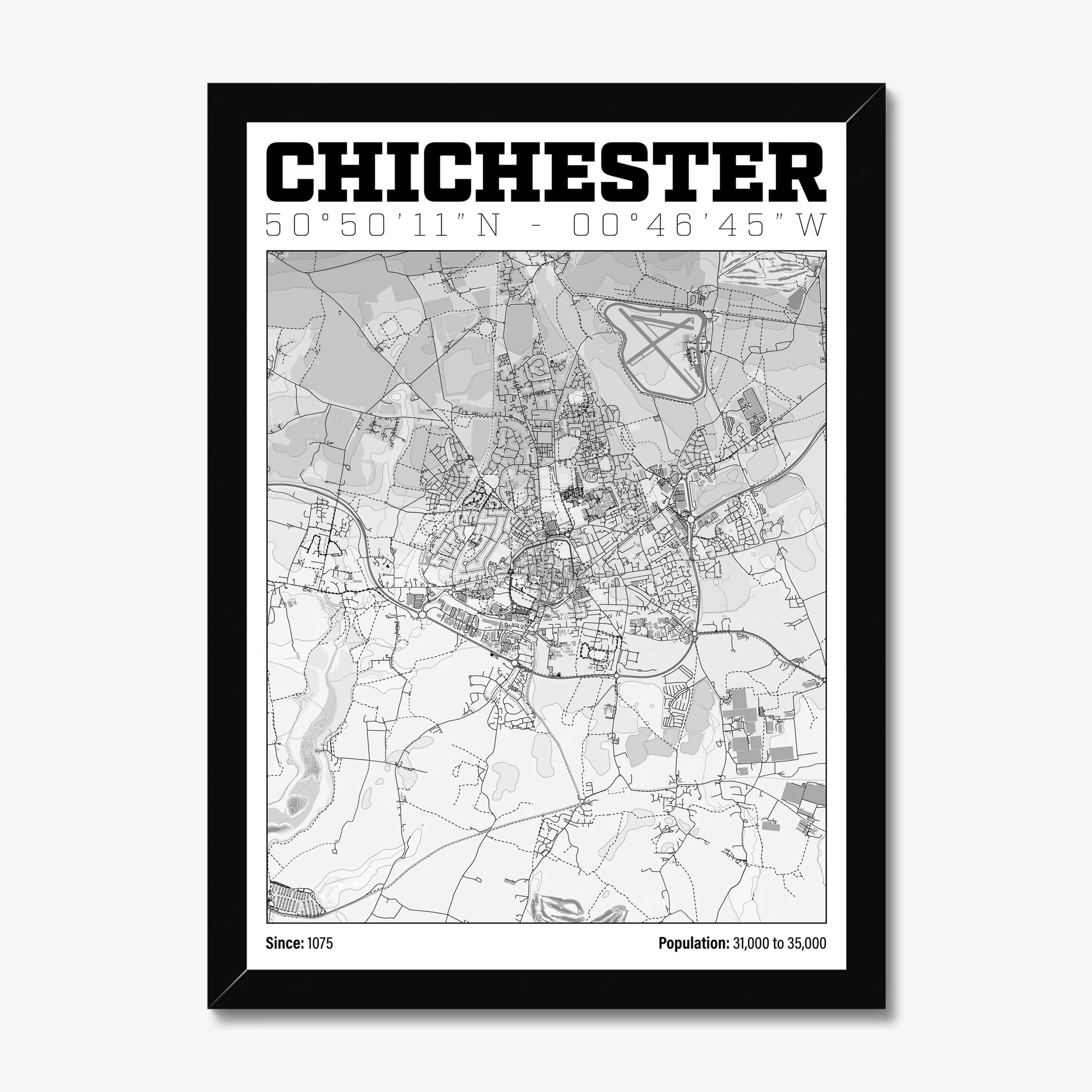 Chichester, West Sussex — Map Art Print