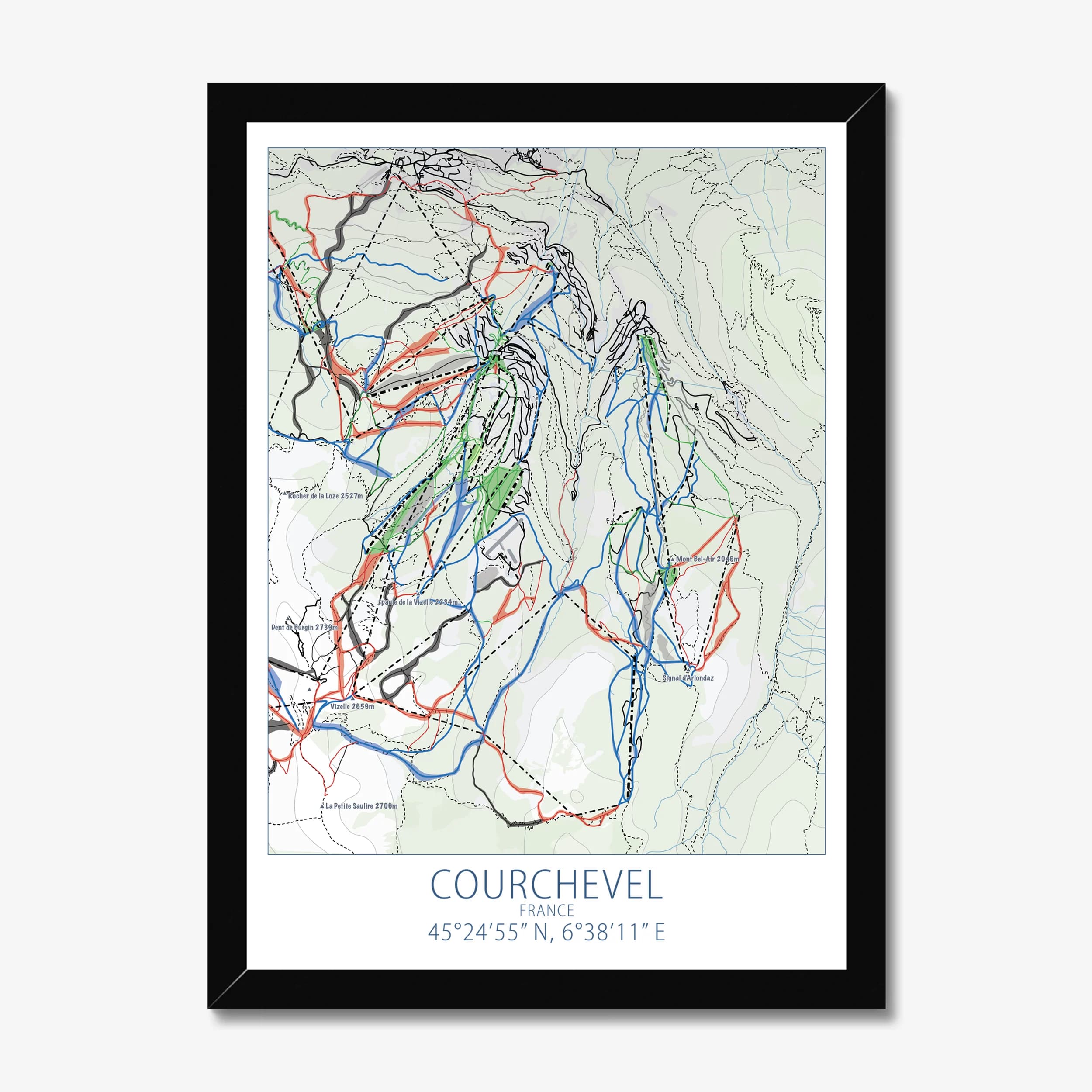 Courchevel, France — Ski Resort Map Art Print