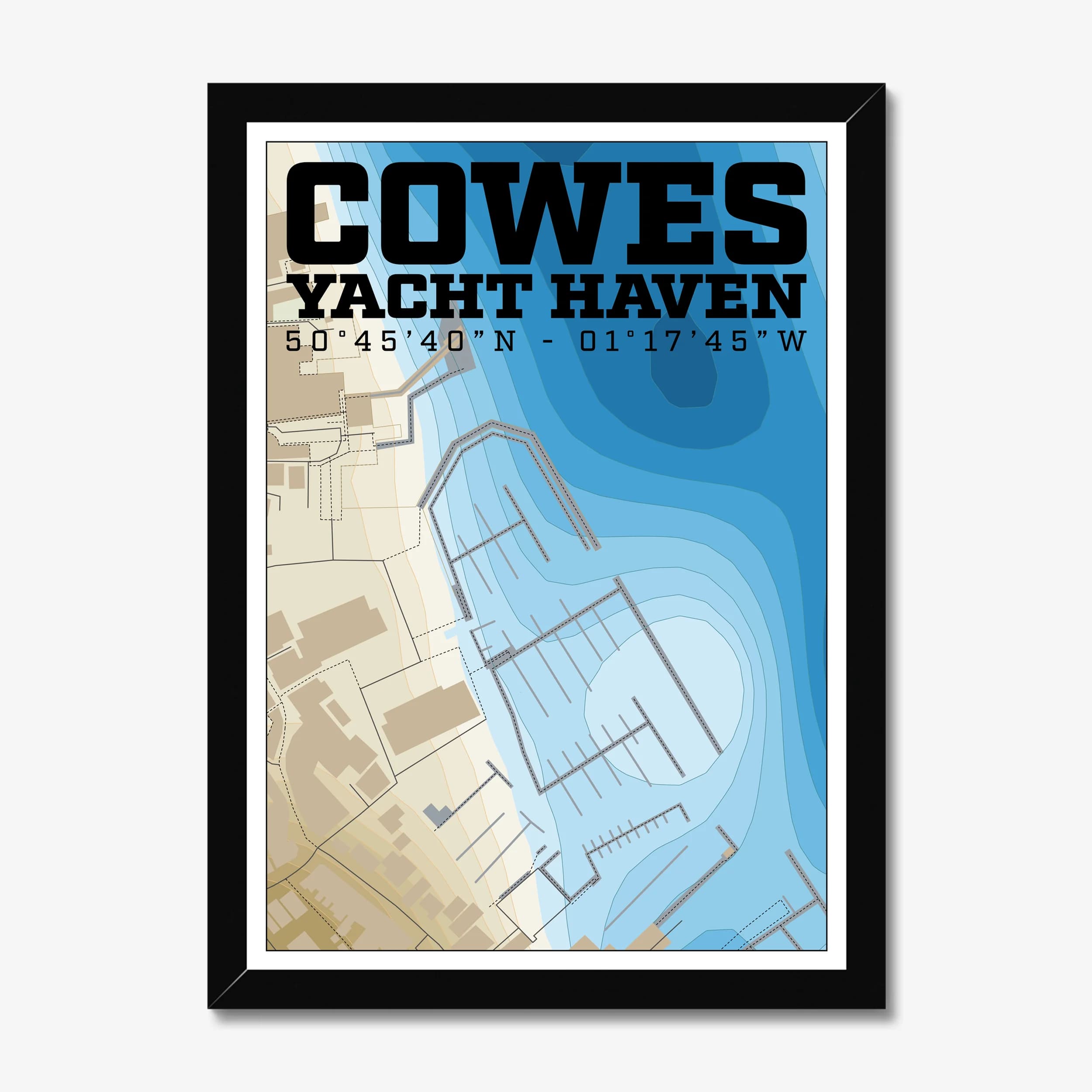 Cowes Yacht Haven, Isle of Wight — Map Art Print