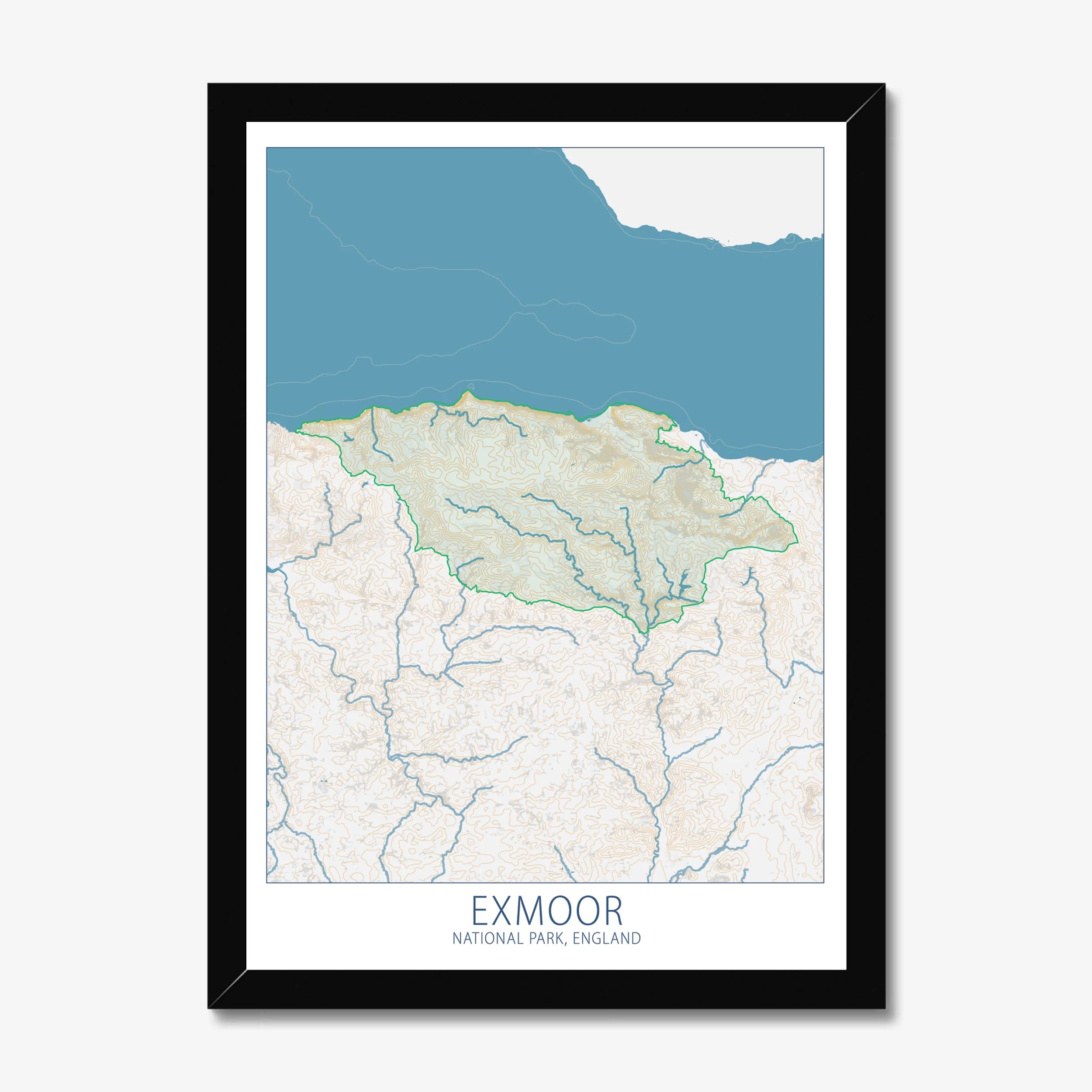 Exmoor National Park, England, Colour Contour — Map Art Print