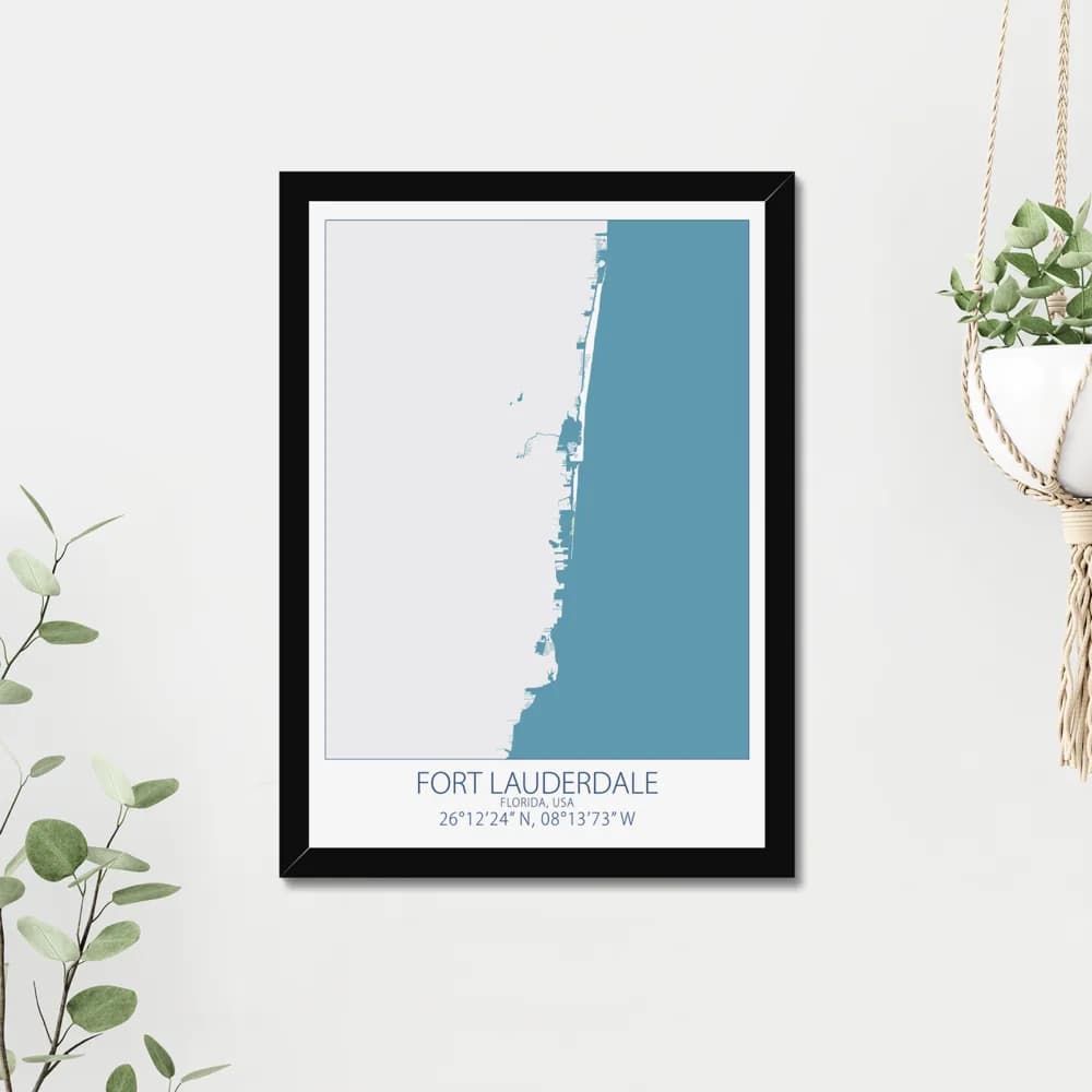 Fort Lauderdale, Florida, USA, Colour Contour — Map Art Print