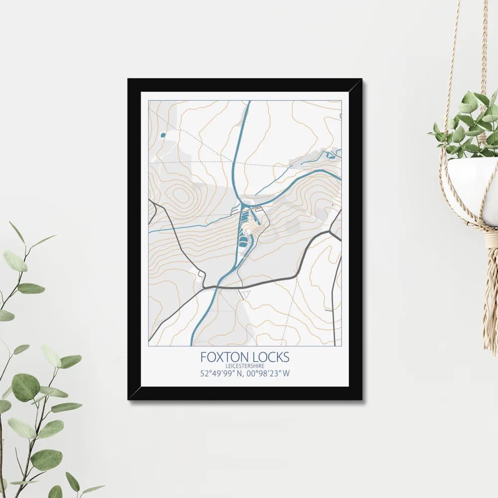 Foxton Locks, Leicestershire — Map Art Print