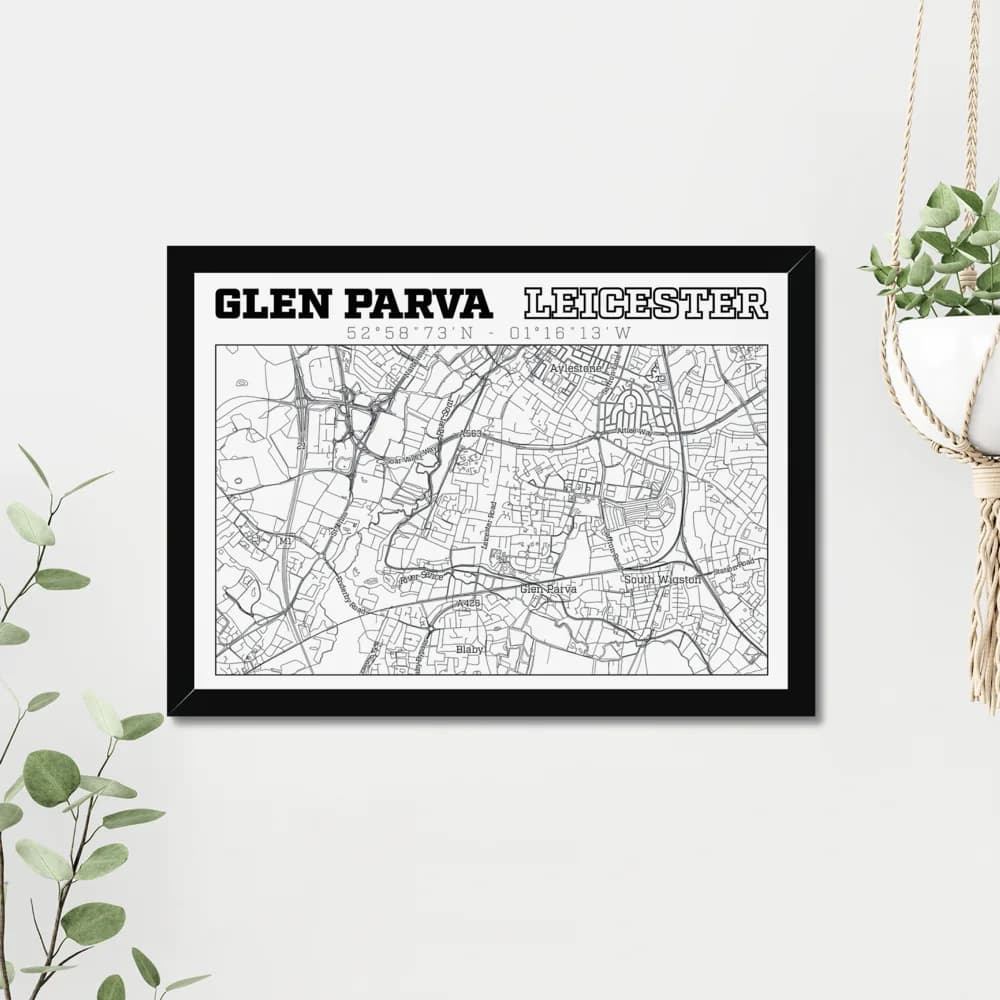 Glen Parva, Leicester — Map Art Print