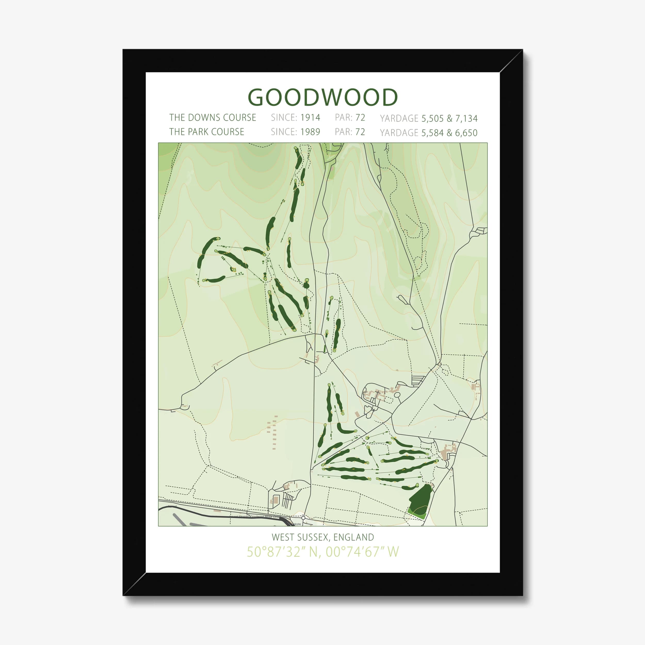 Goodwood Golf Course — Golf Course Map Art Print