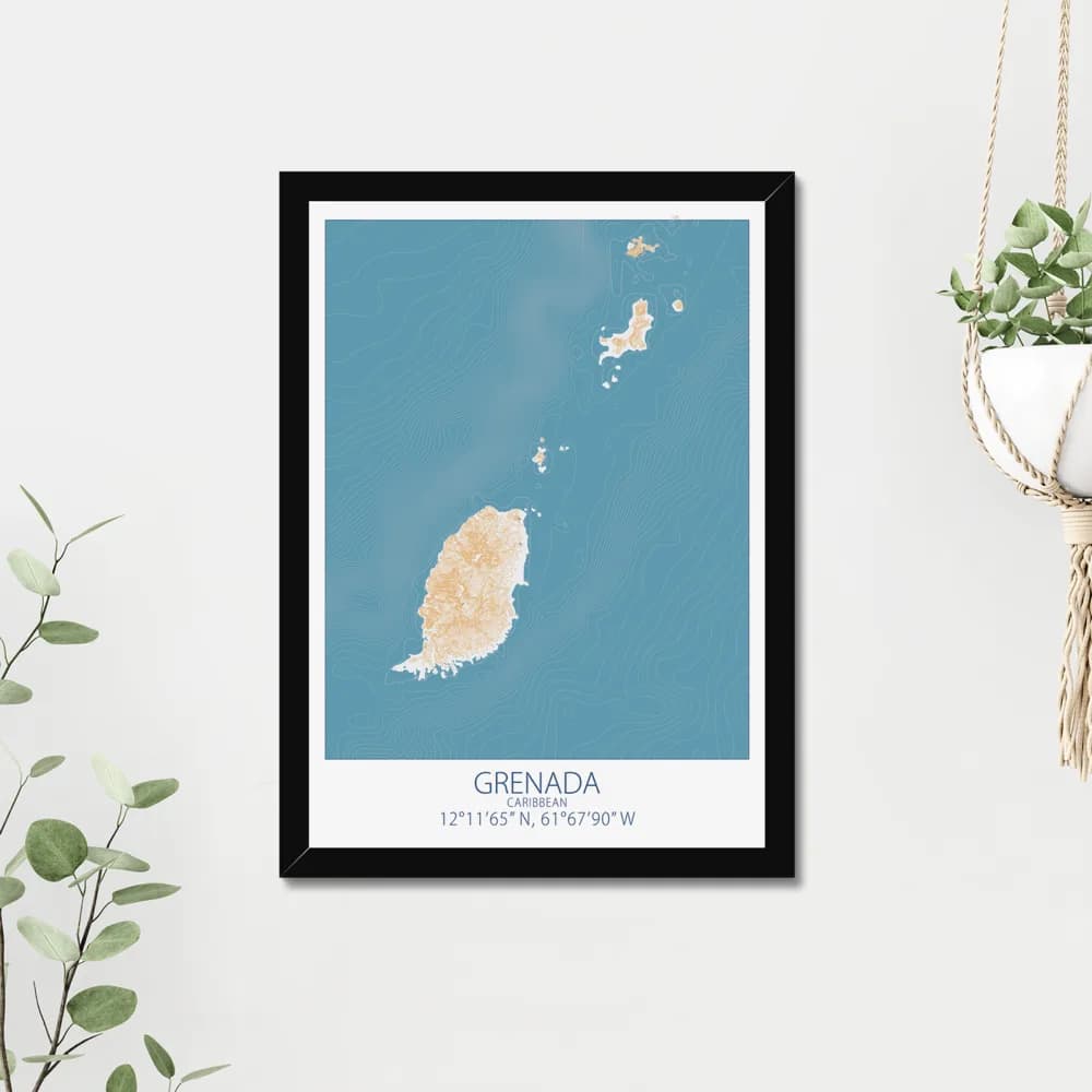 Grenada, Caribbean — Map Art Print