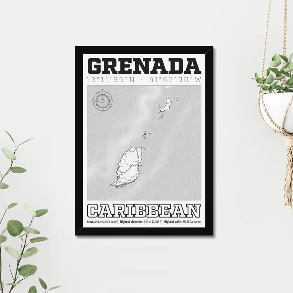 Grenada, Caribbean — Map Art Print