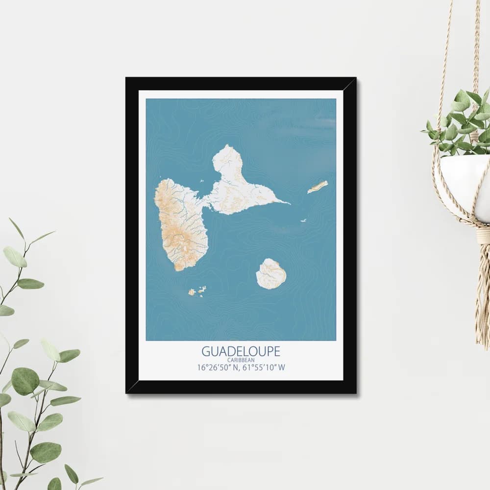 Guadeloupe, Caribbean — Map Art Print