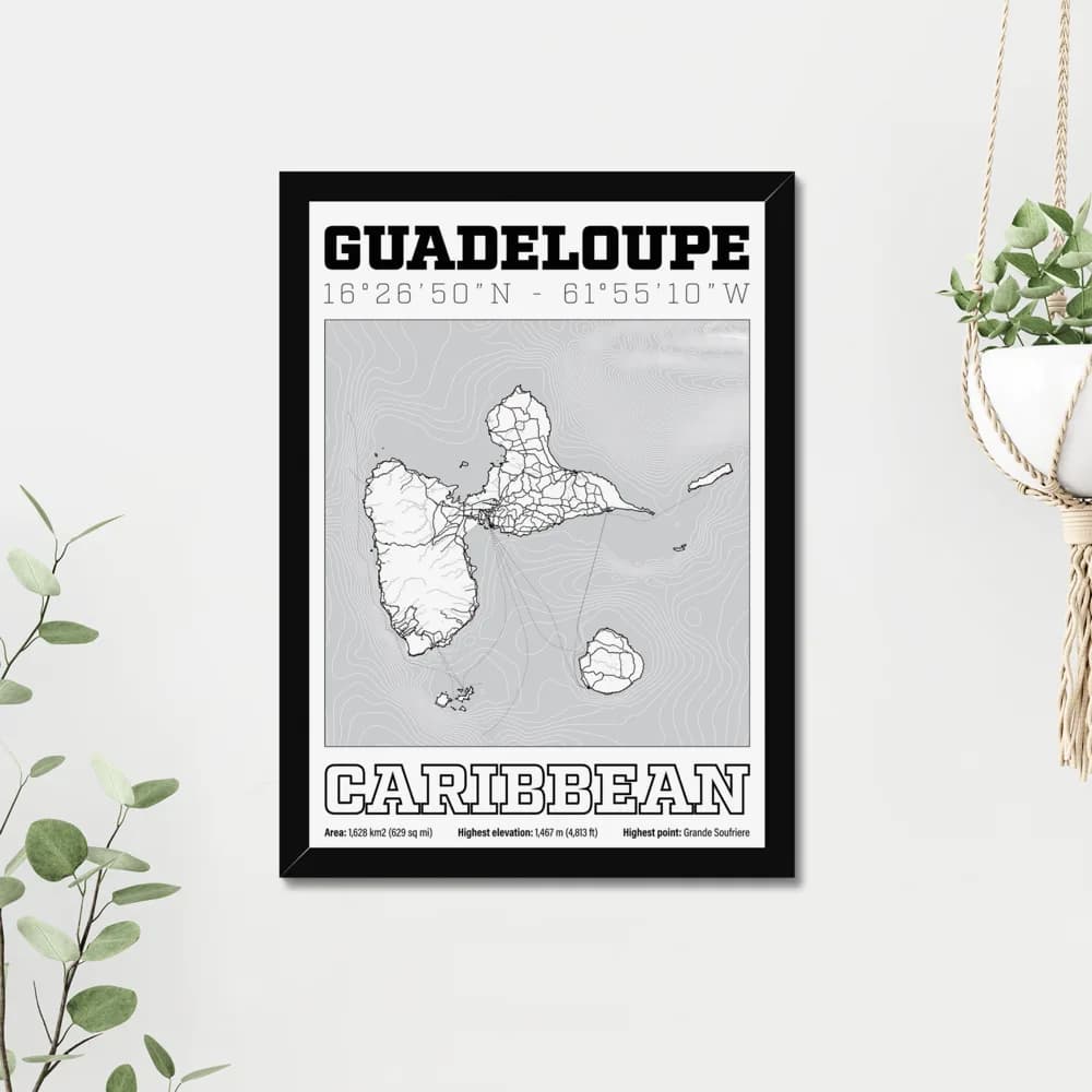 Guadeloupe, Caribbean — Map Art Print