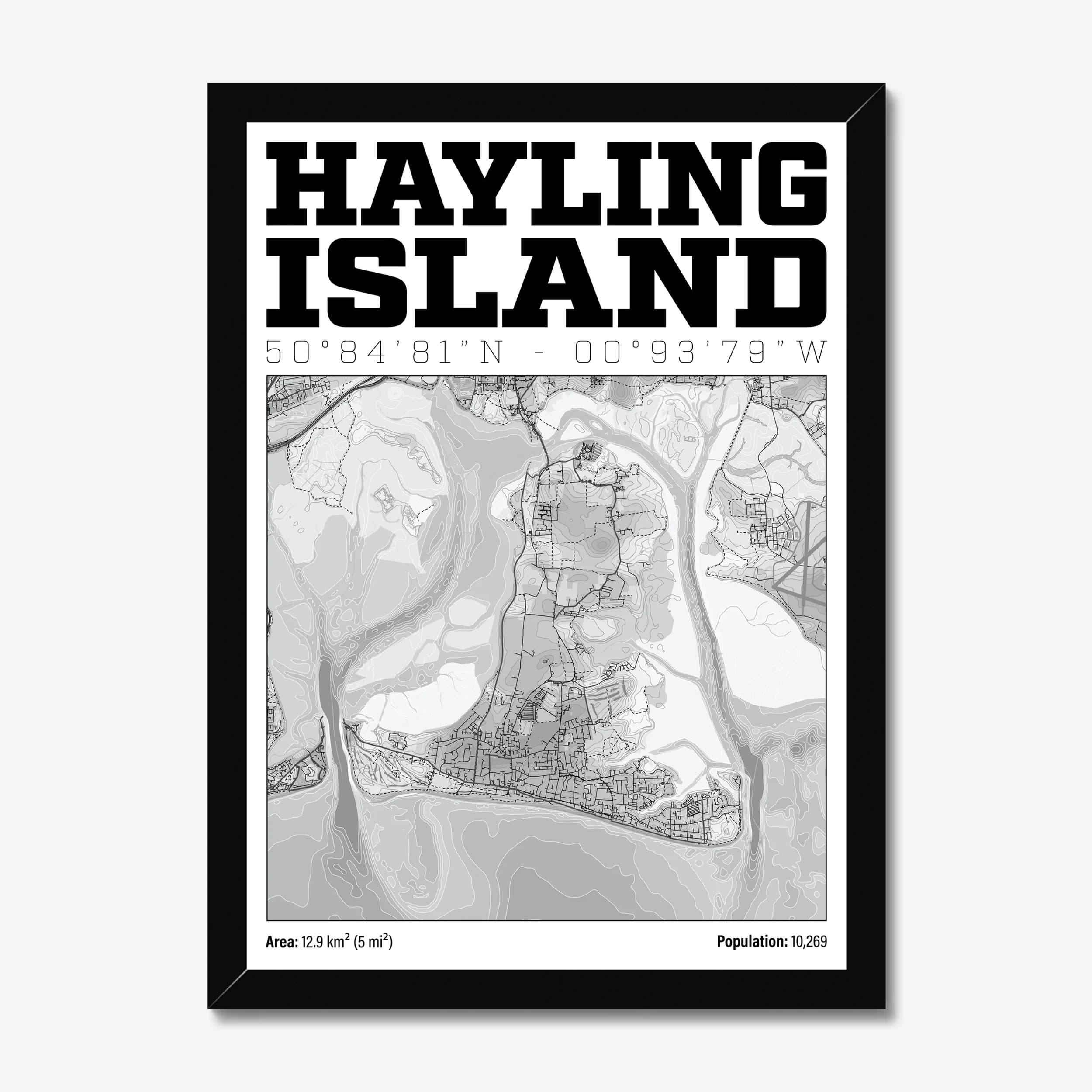 Hayling Island, Hampshire — Map Art Print