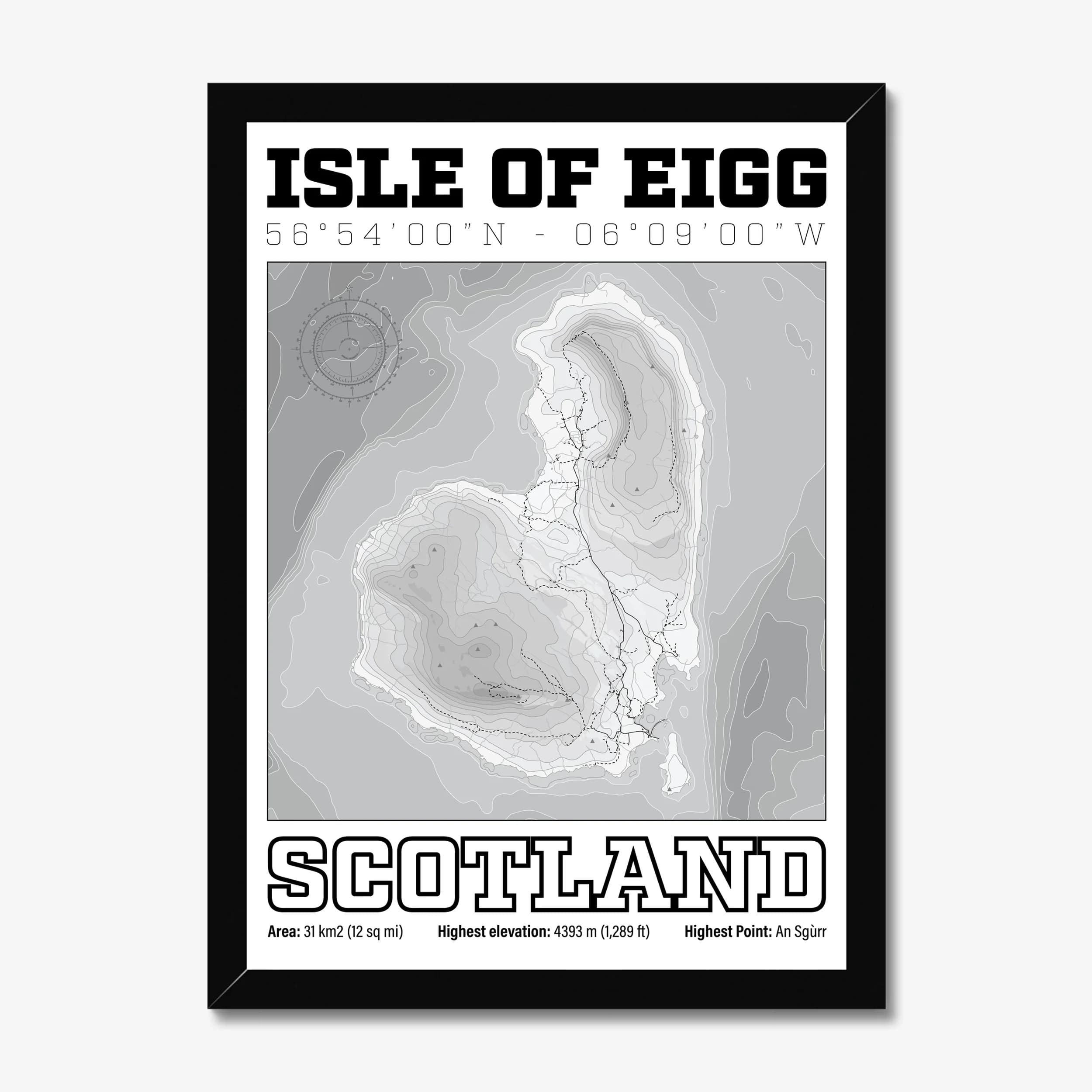 Isle of Eigg, Scotland — Map Art Print