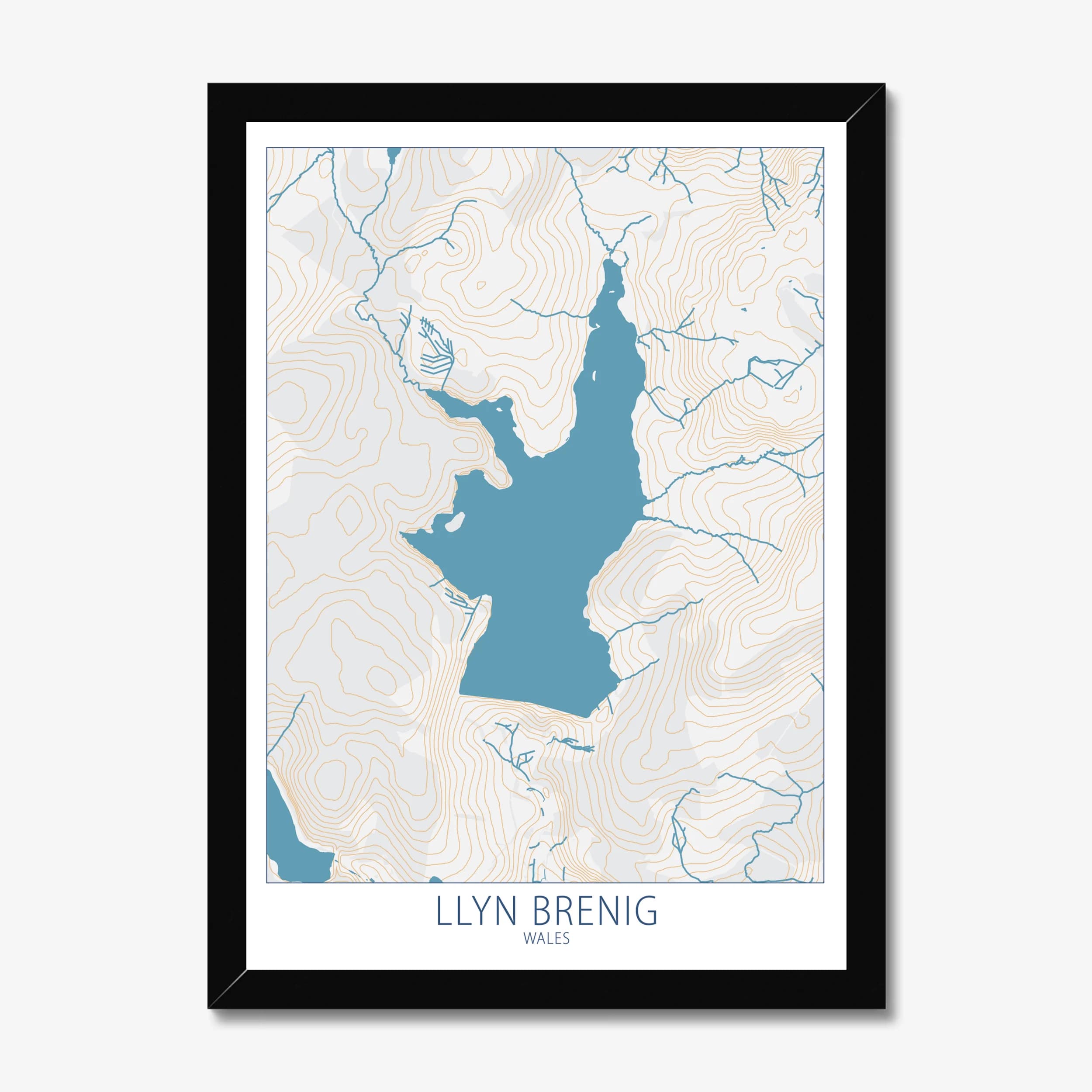 Llyn Brenig, Wales — Map Art Print