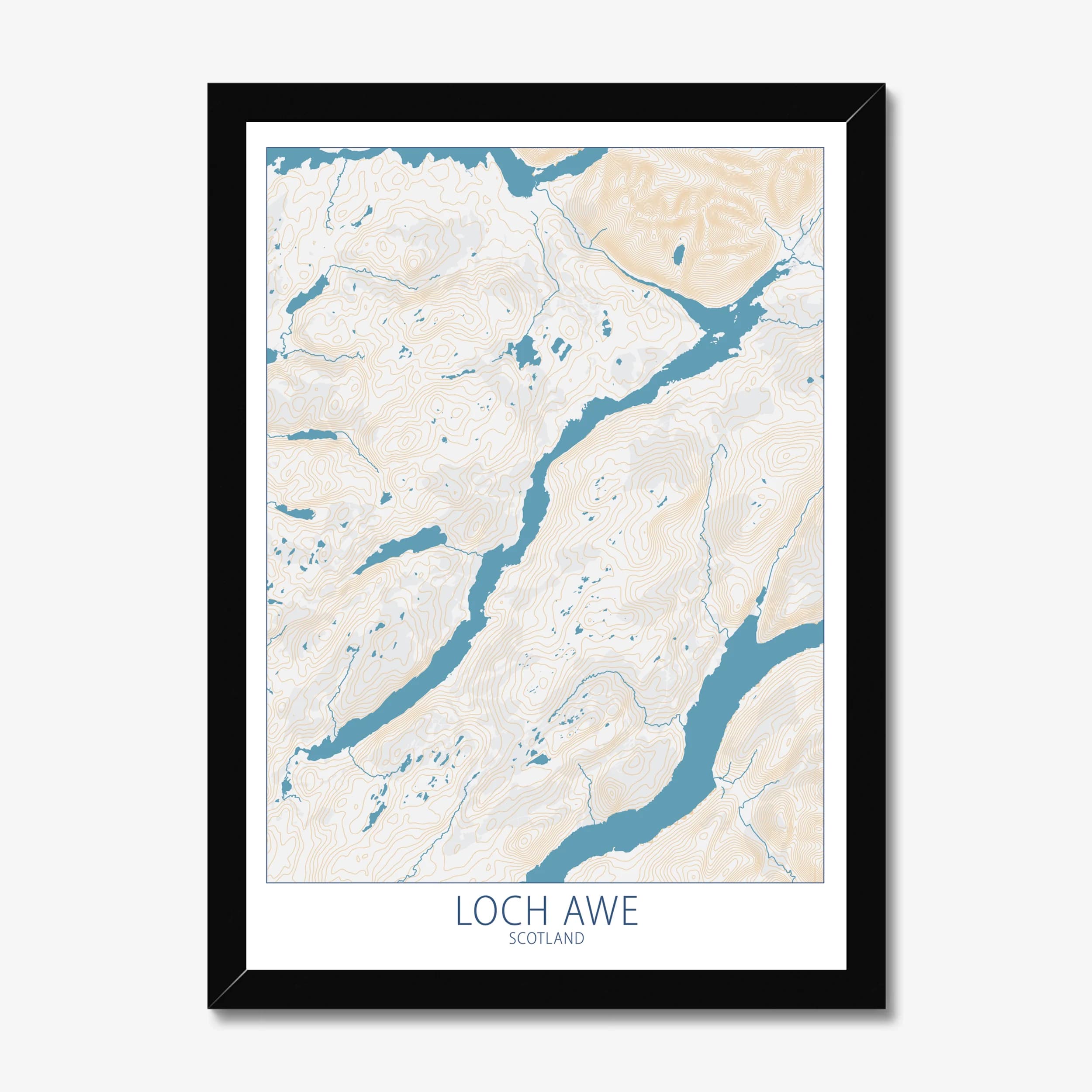 Loch Awe, Scotland, Colour Contour — Map Art Print