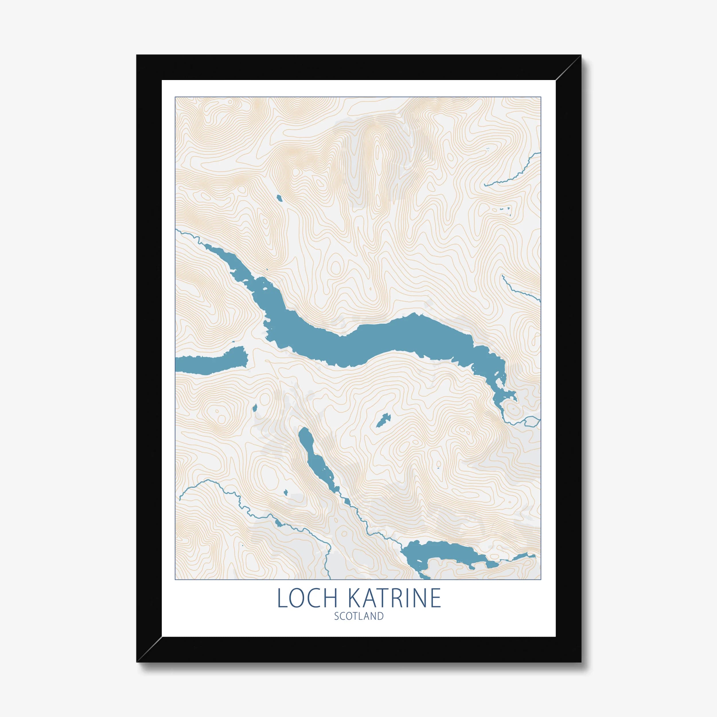Loch Katrine, Scotland, Colour Contour — Map Art Print
