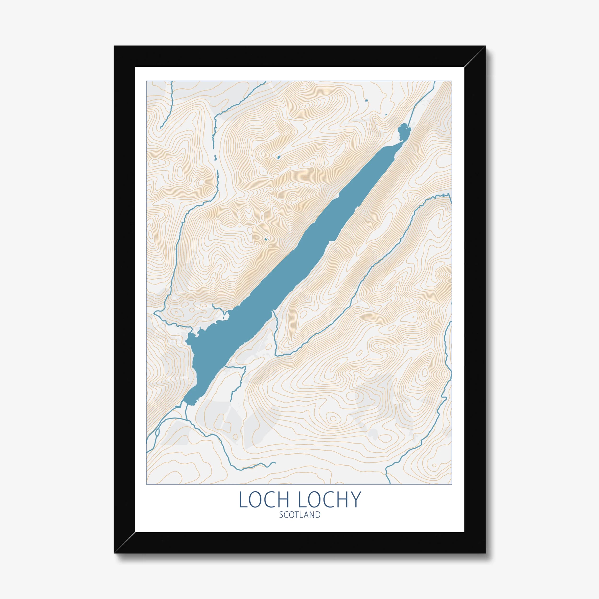 Loch Lochy, Scotland Colour Contour — Map Art Print
