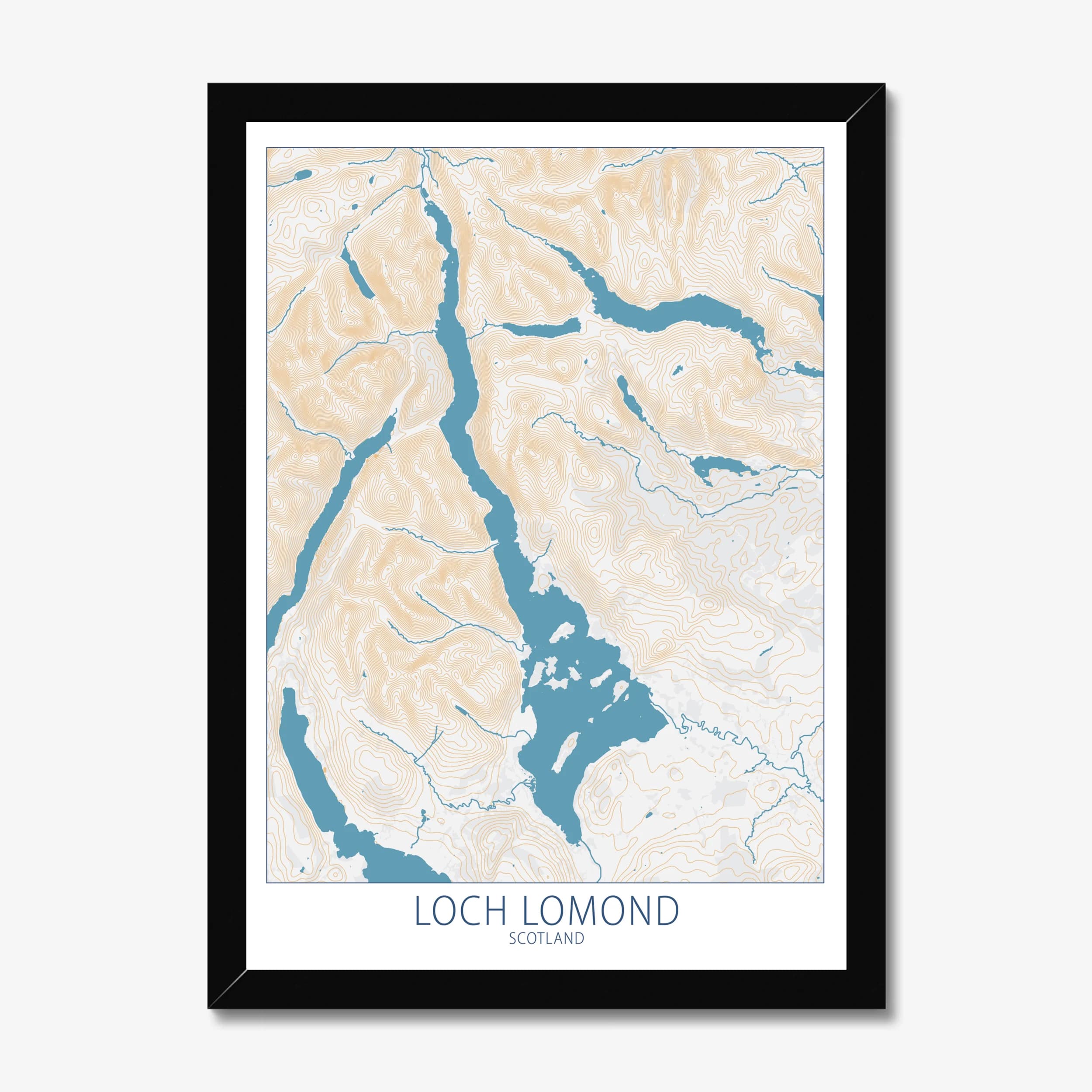 Loch Lomond, Scotland Colour Contour — Map Art Print