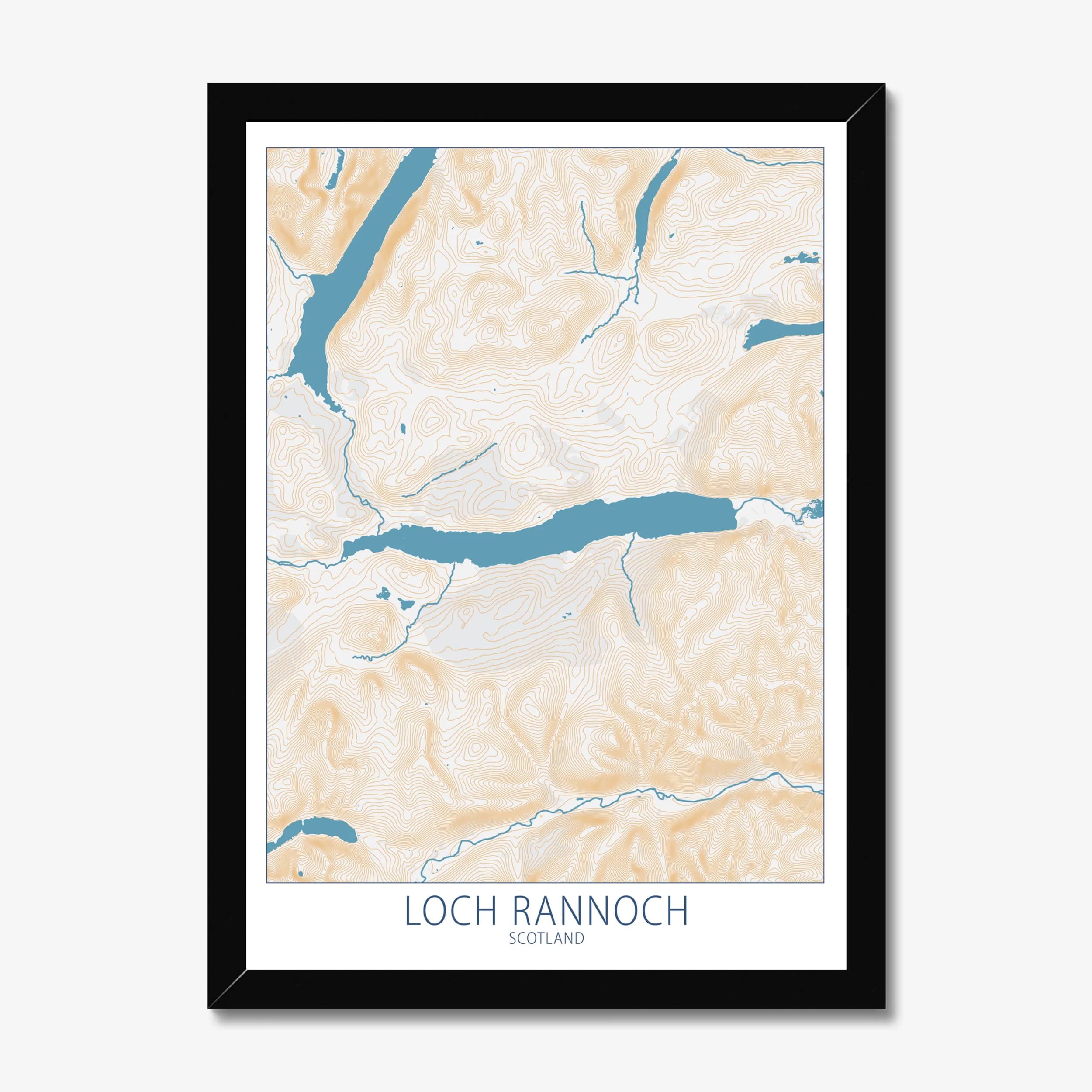 Loch Rannoch, Scotland, Colour Contour — Map Art Print