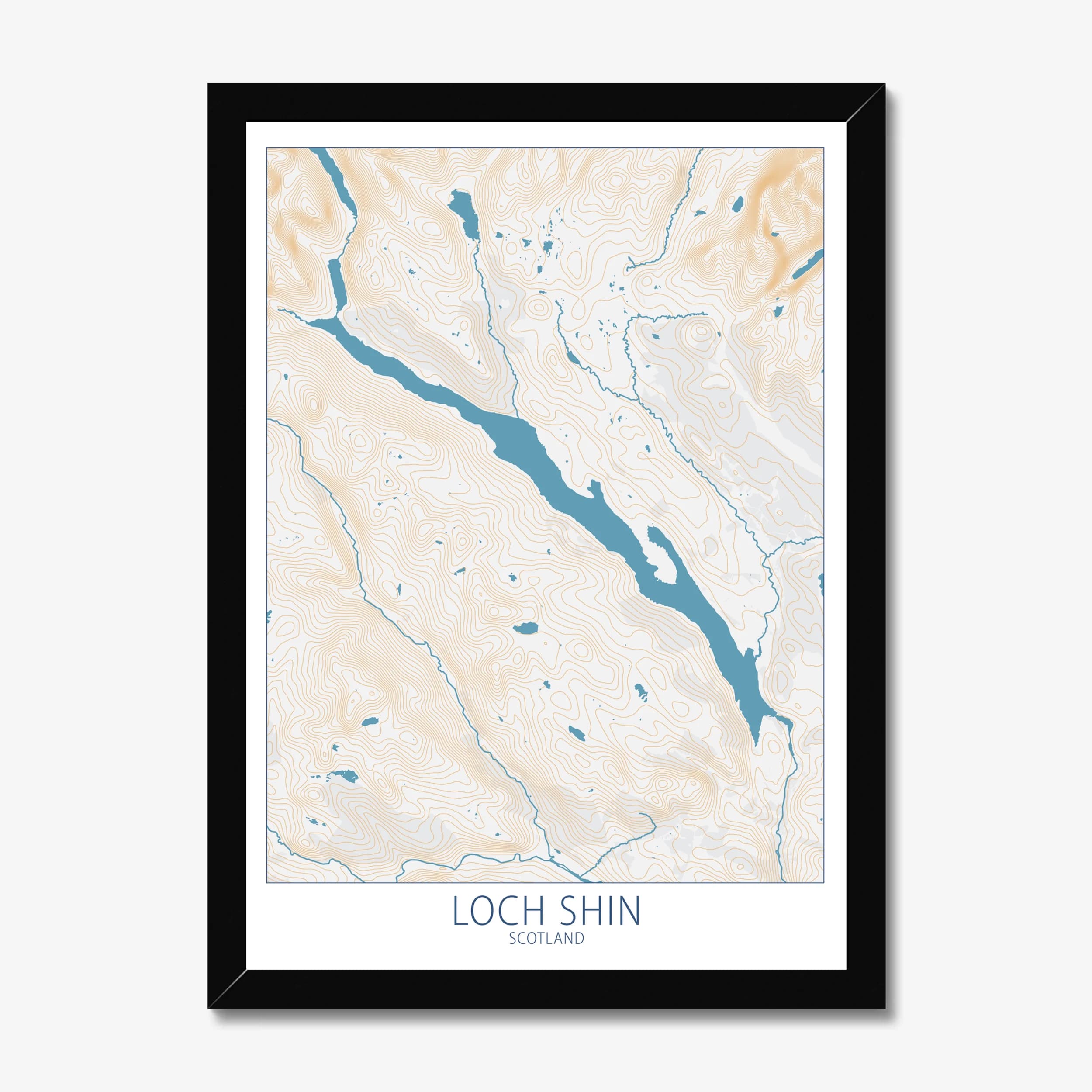Loch Shin, Scotland, Colour Contour — Map Art Print