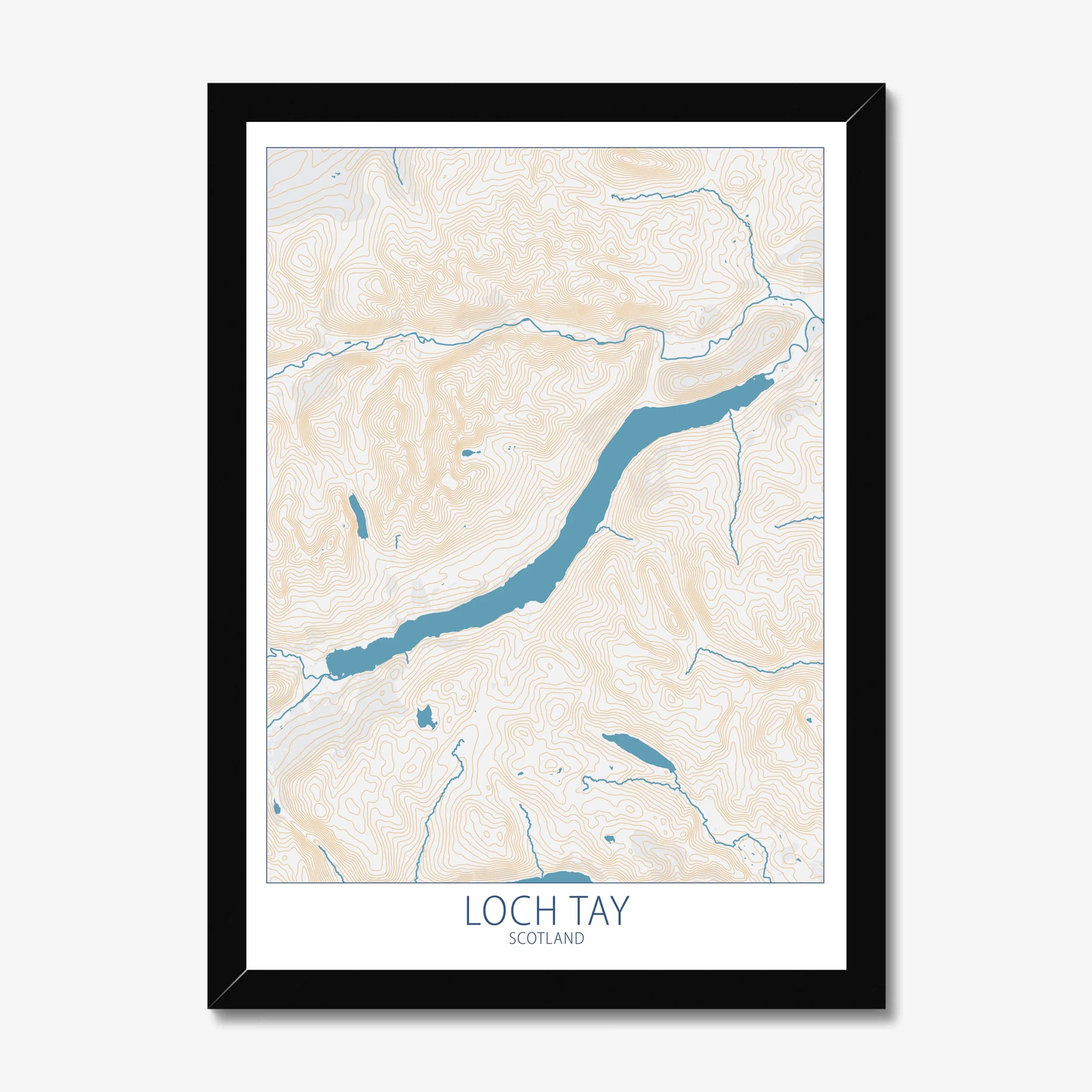 Loch Tay, Scotland, Colour Contour — Map Art Print