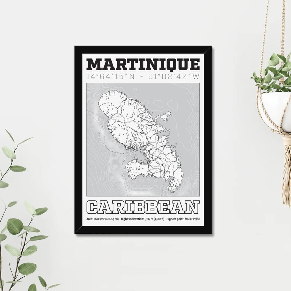Martinique, Caribbean — Map Art Print
