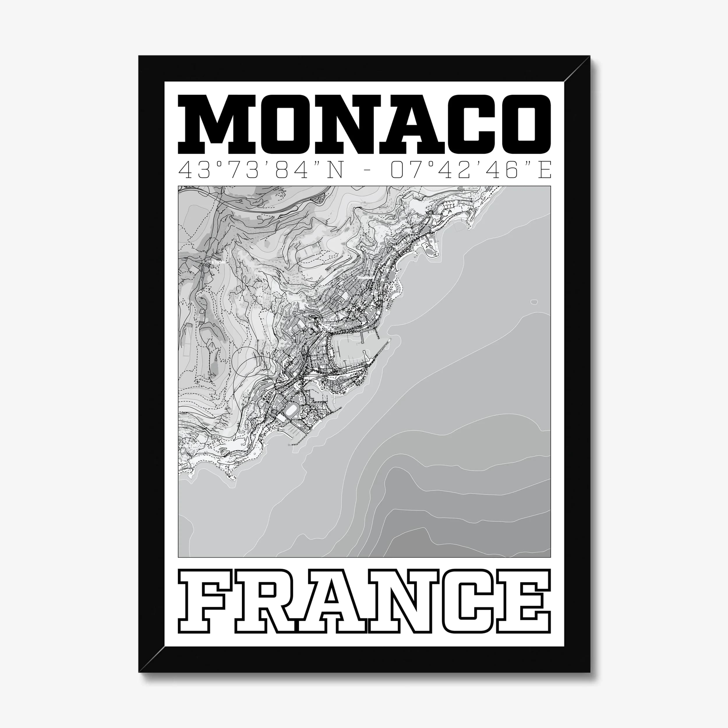 Monaco, France — Map Art Print