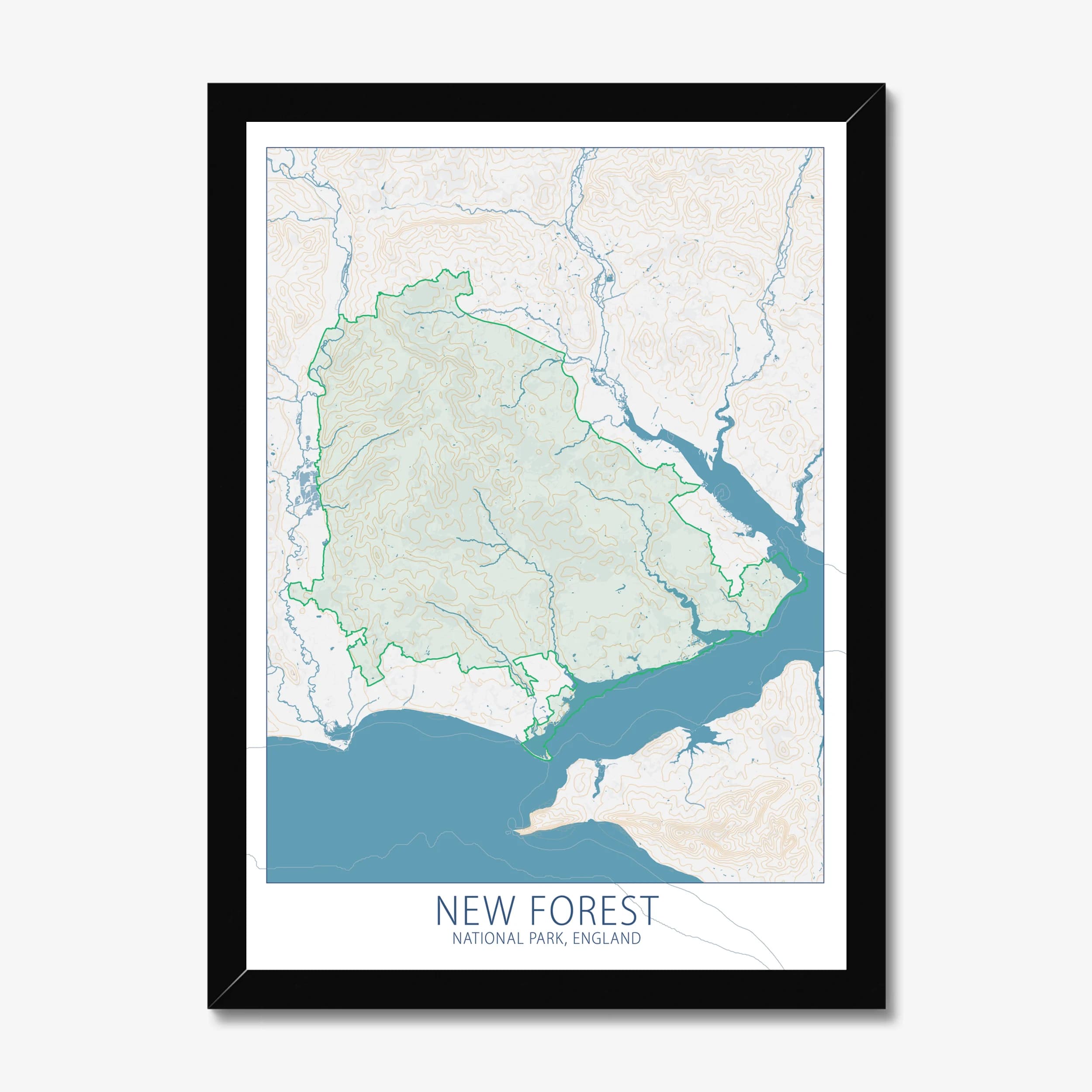 New Forest National Park, England, Colour Contour — Map Art Print