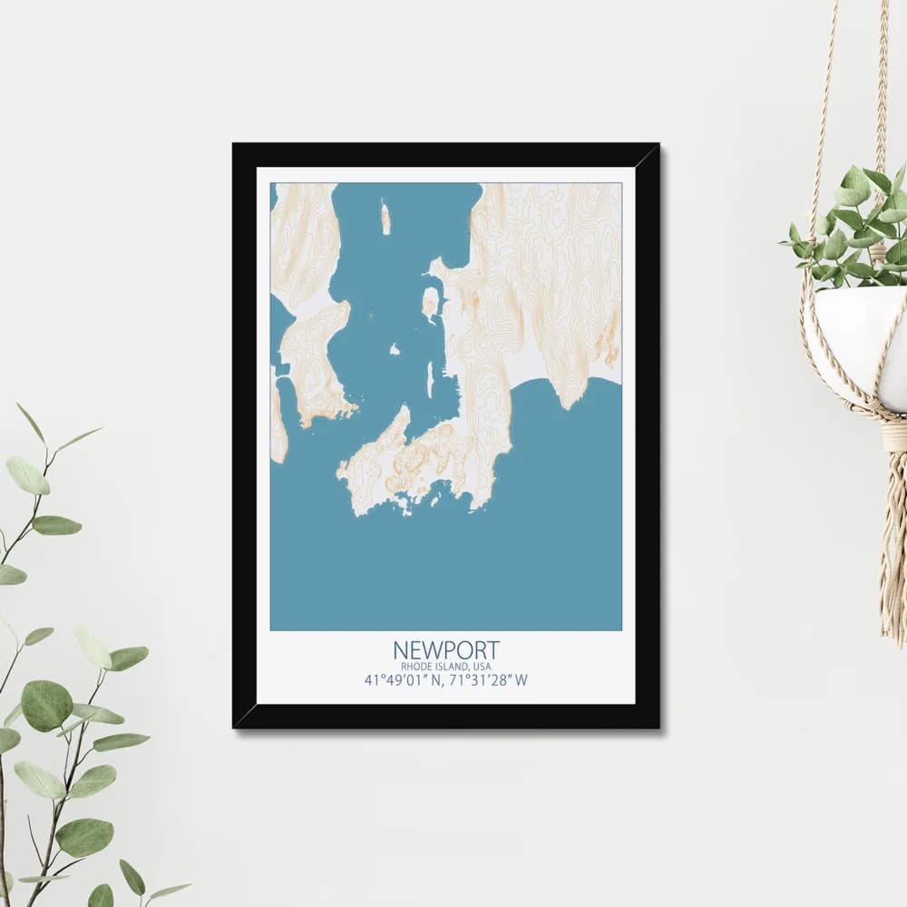 Newport, Rhode Island, USA, Colour Contour — Map Art Print