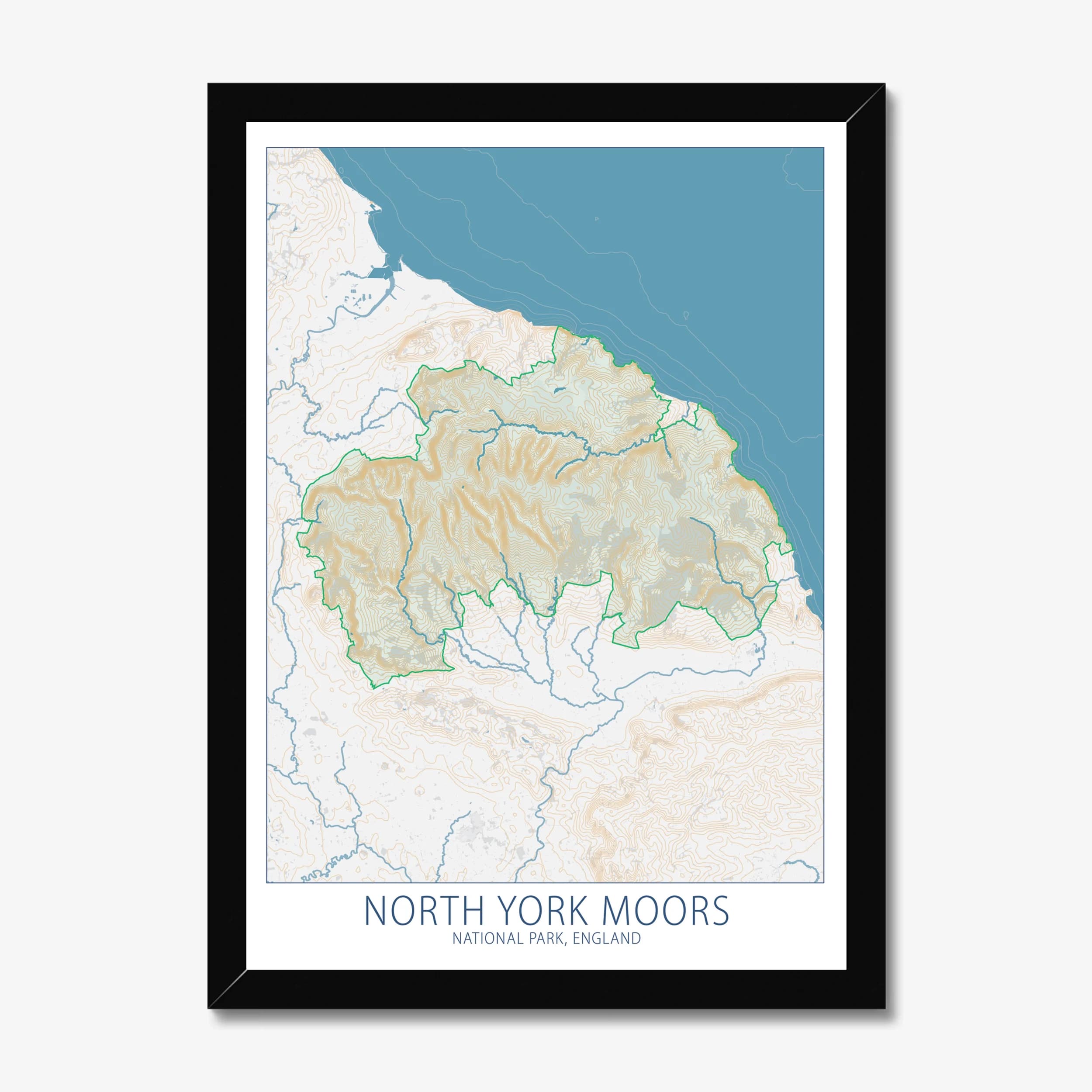 North York Moors National Park, England, Colour Contour — Map Art Print