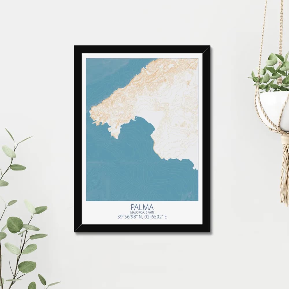 Palma, Majorca, Spain, Colour Contour — Map Art Print