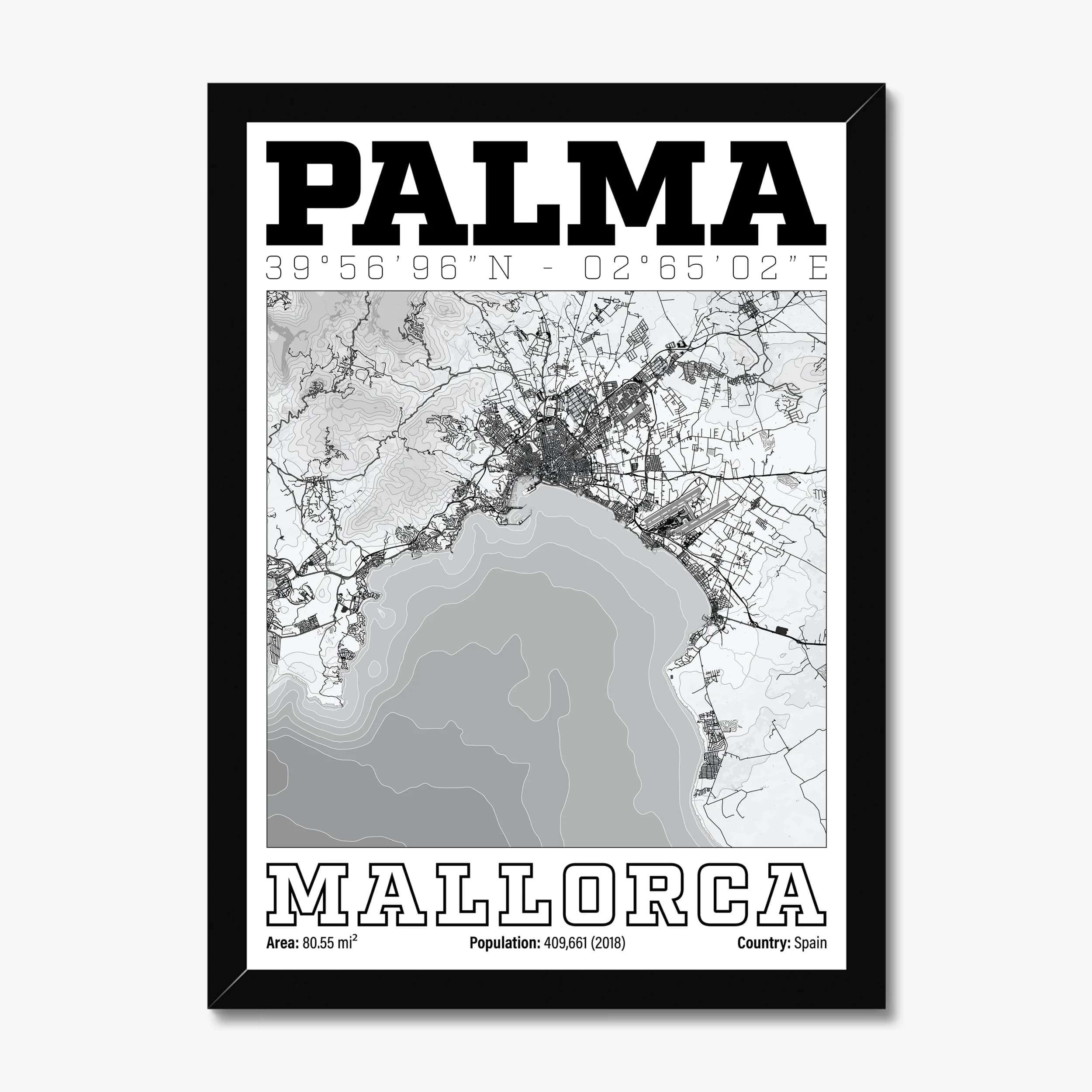 Palma, Majorca, Spain — Map Art Print