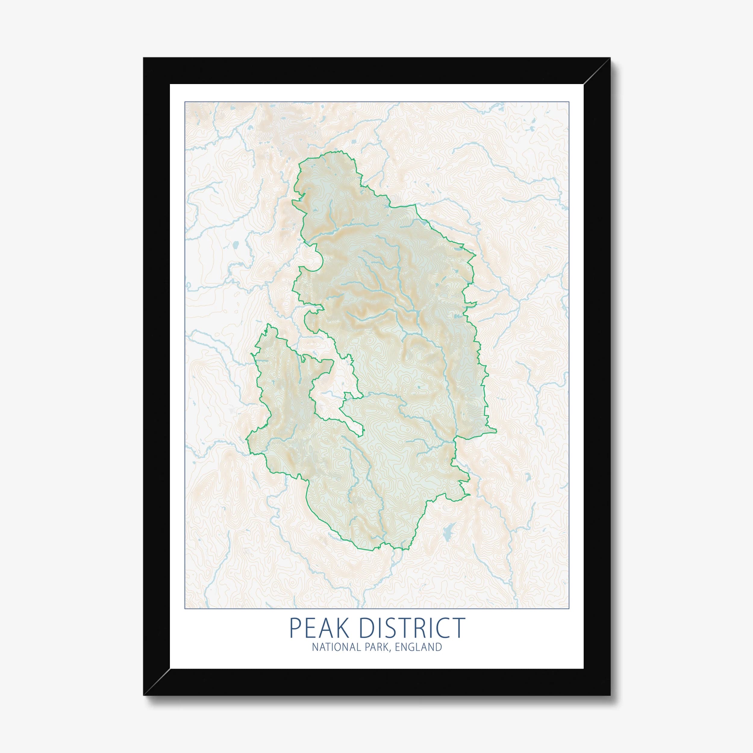Peak District National Park, England, Colour Contour — Map Art Print