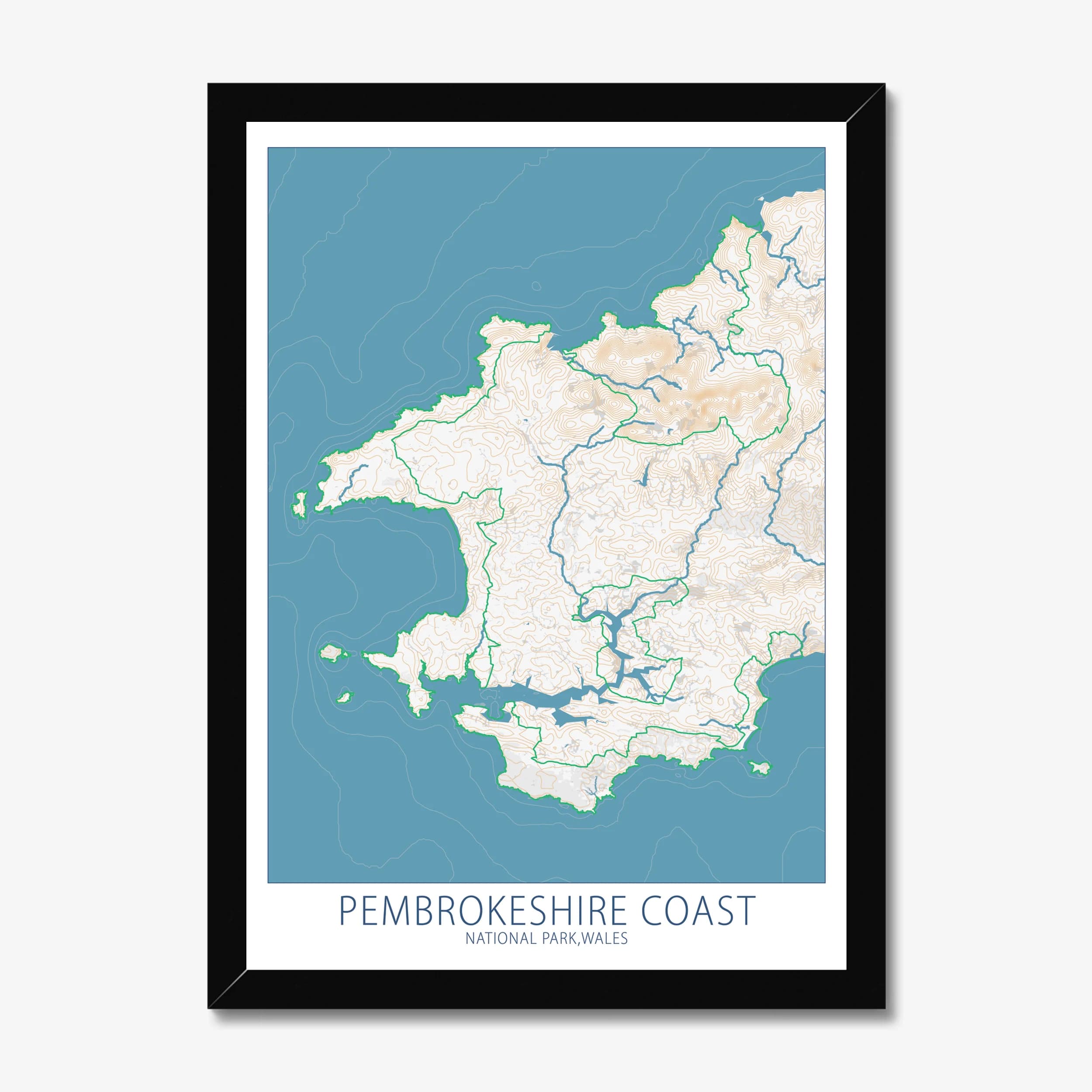 Pembrokeshire Coast National Park, England, Colour Contour — Map Art Print