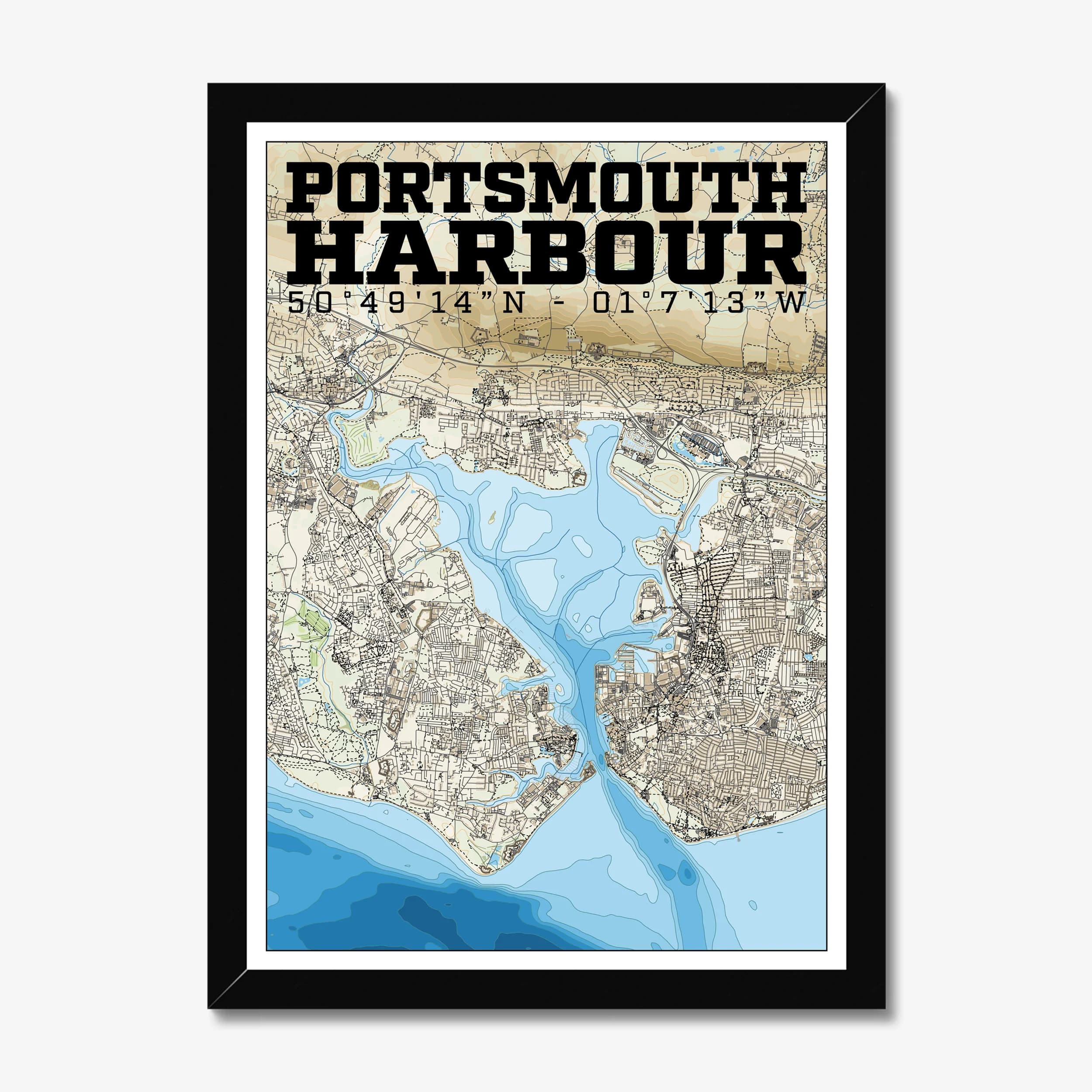Portsmouth Harbour — Marina Map Art Print