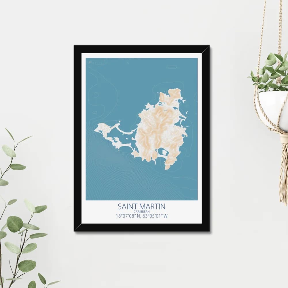 Saint Martin, Caribbean — Map Art Print