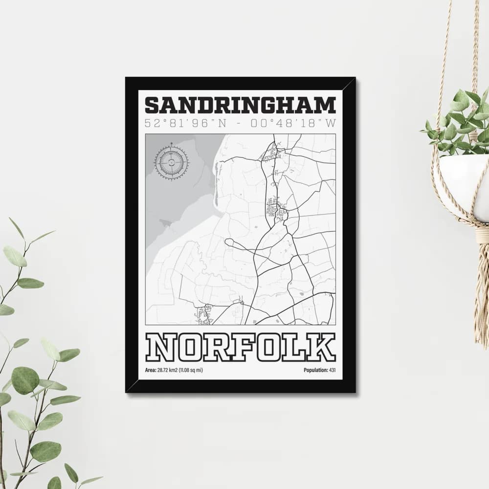 Sandringham, Norfolk — Map Art Print