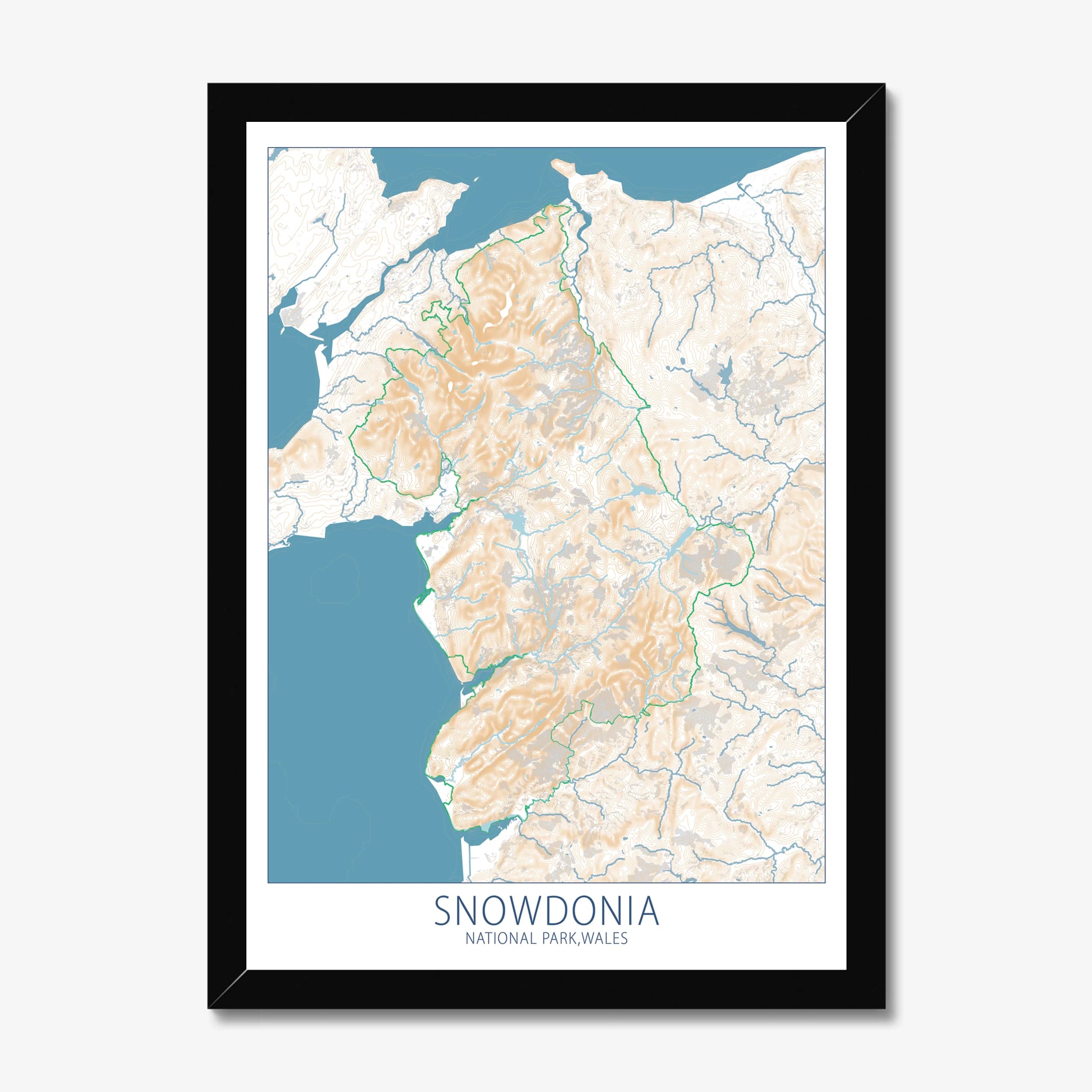 Snowdonia National Park, Wales, Colour Contour — Map Art Print