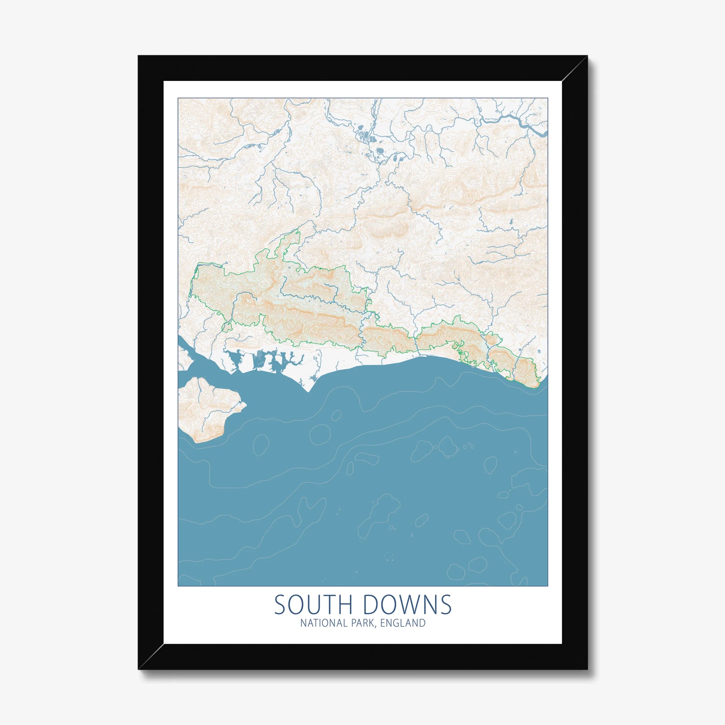 South Downs National Park, England, Colour Contour — Map Art Print