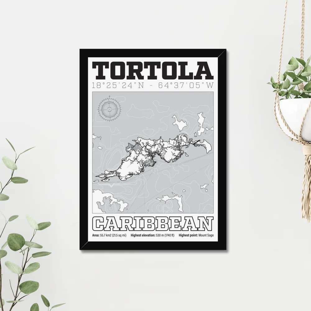 Tortola, British Virgin Islands — Map Art Print