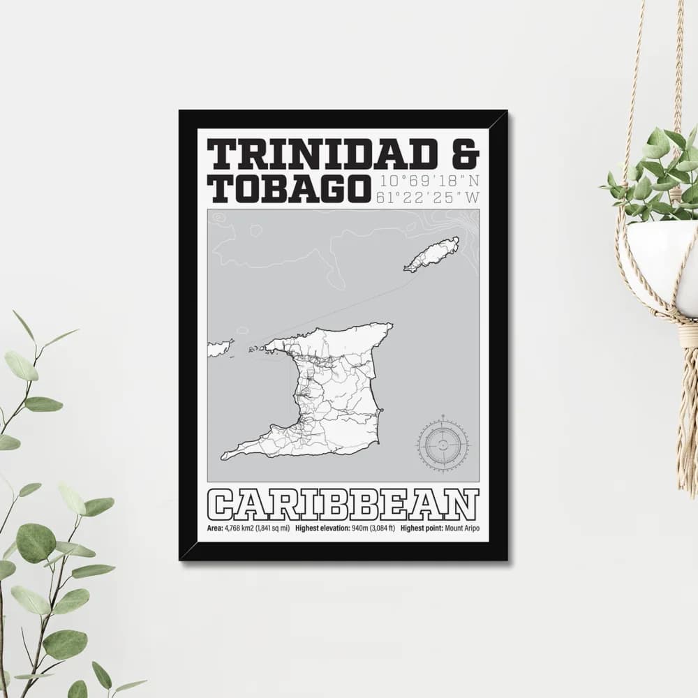 Trinidad and Tobago, Caribbean — Map Art Print
